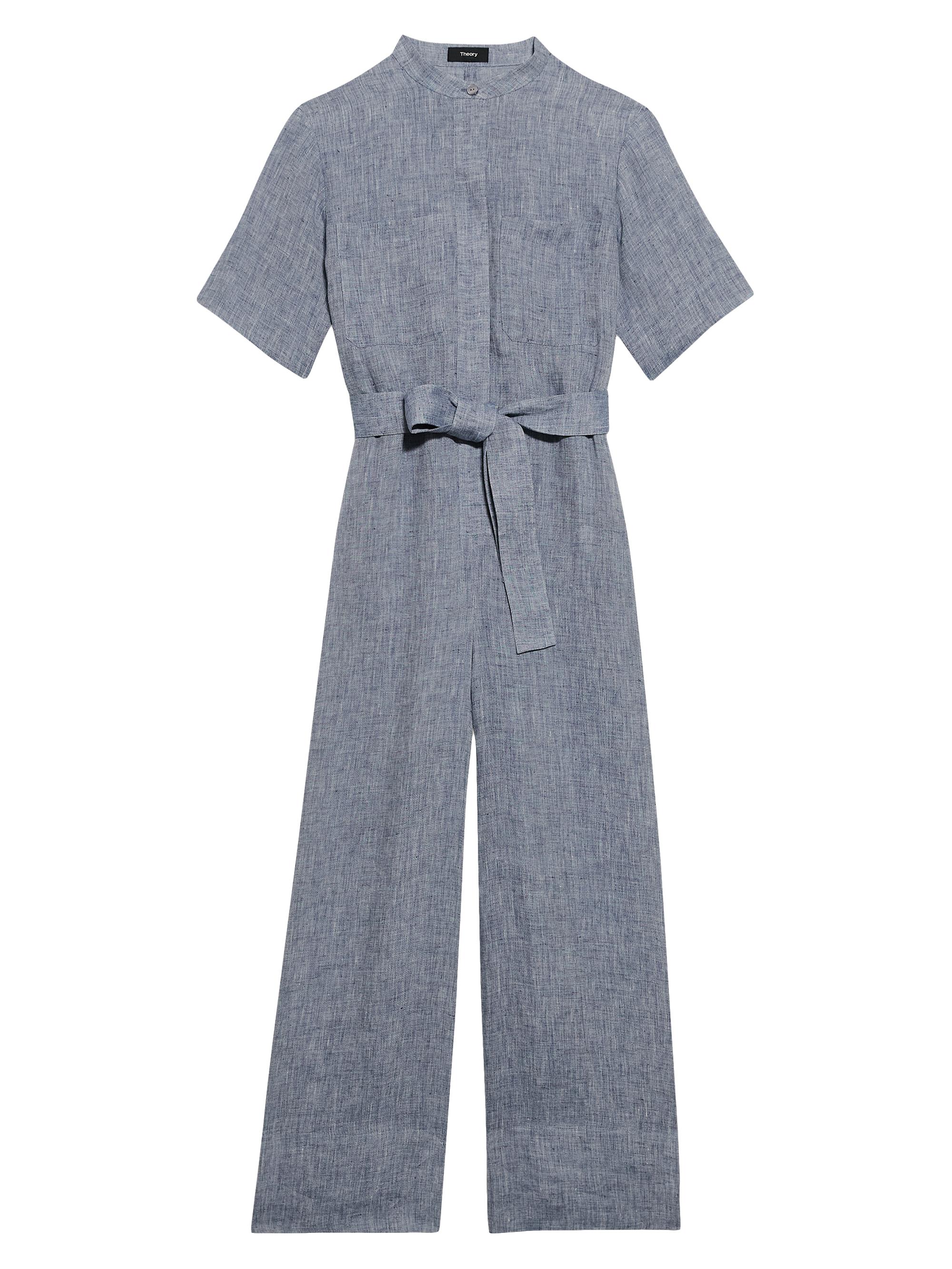Theory Women's Chambray Hemp Belted Jumpsuit - Chambray