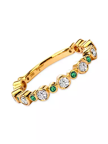Mogul 18K Yellow Gold, Emerald & Champagne Diamond Ring