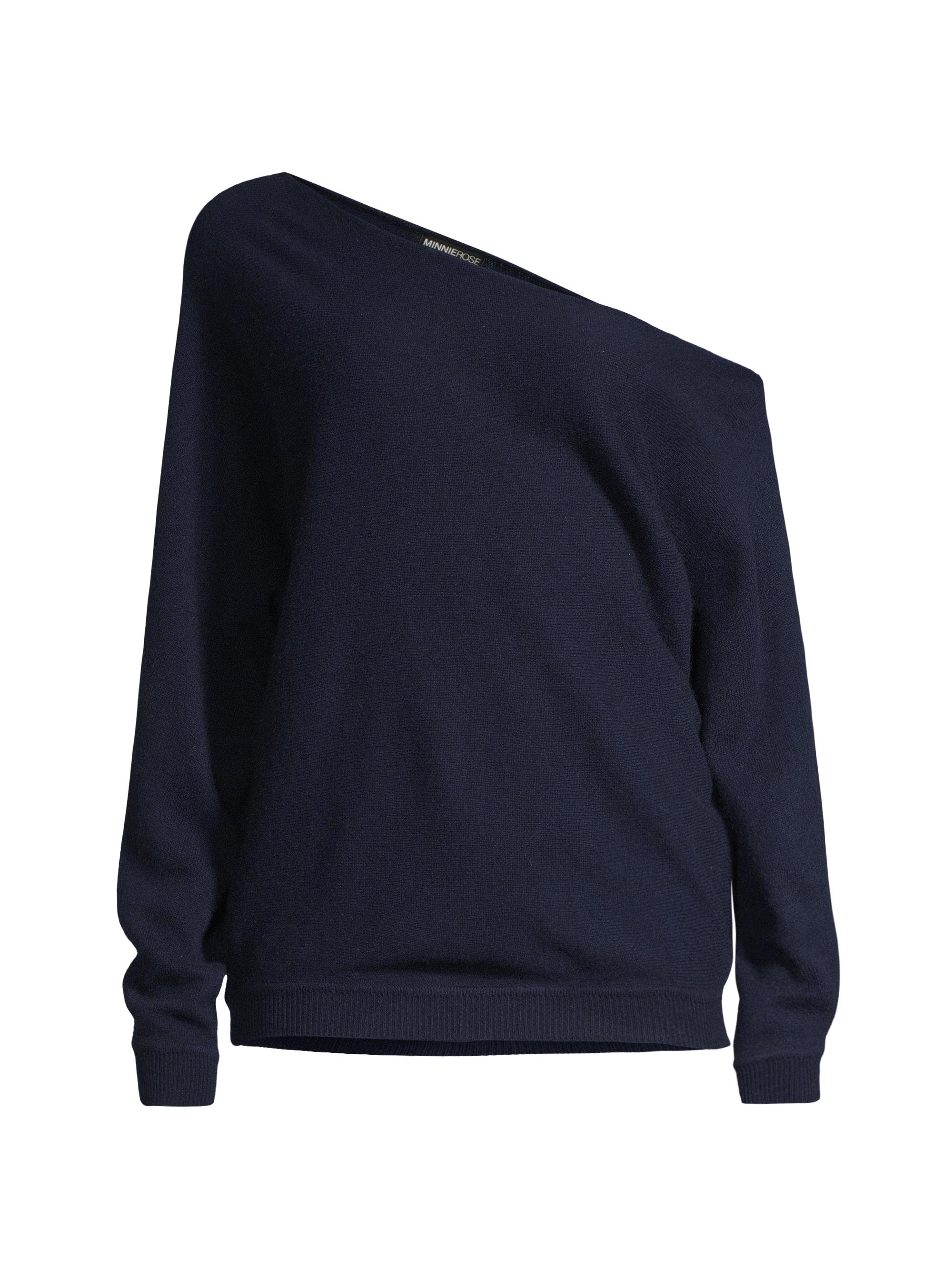 Minnie Rose Women's Cashmere Off-The-Shoulder Top - Navy