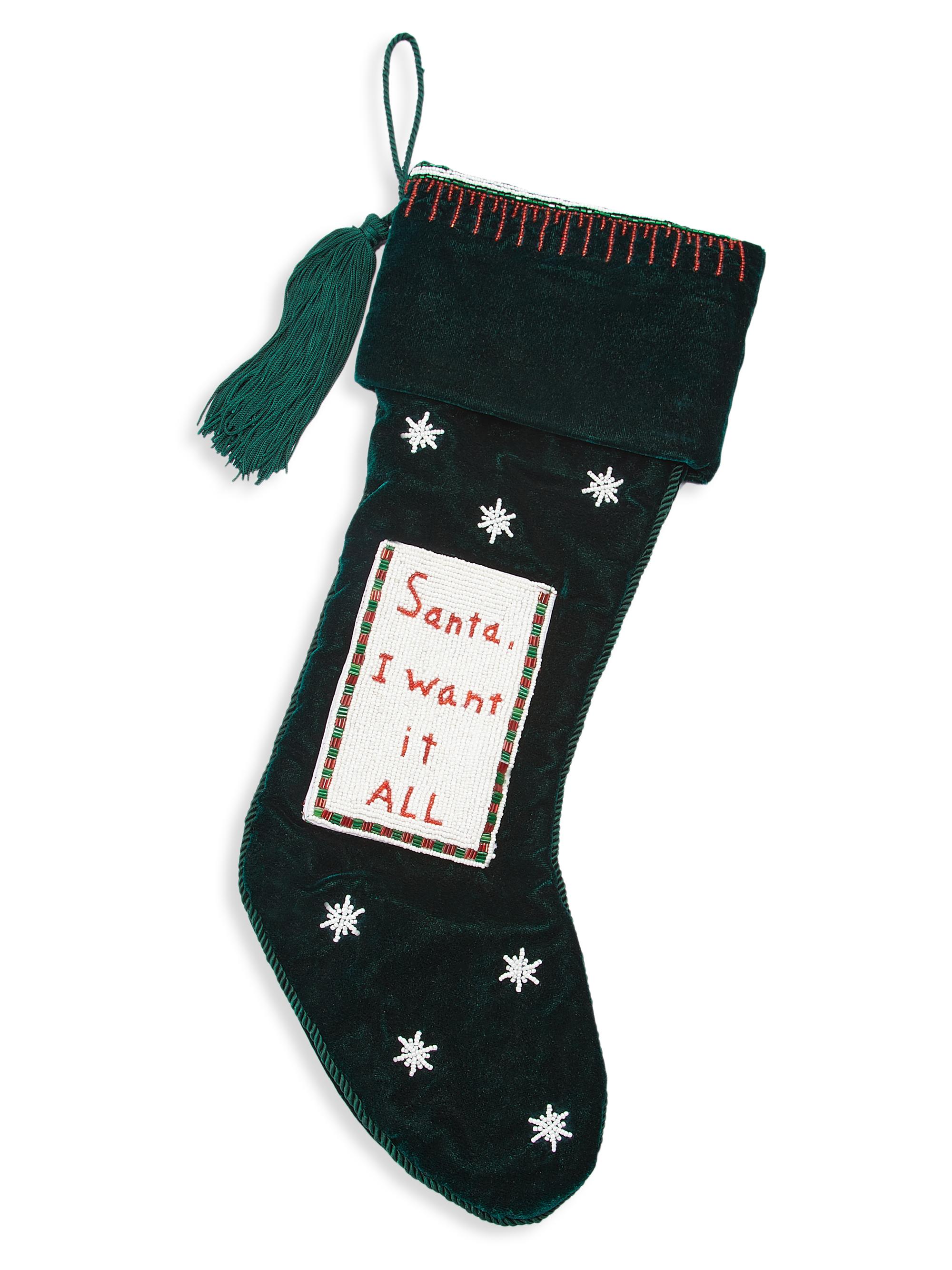 Sudha Pennathur Santa I Want It All Velvet Stocking