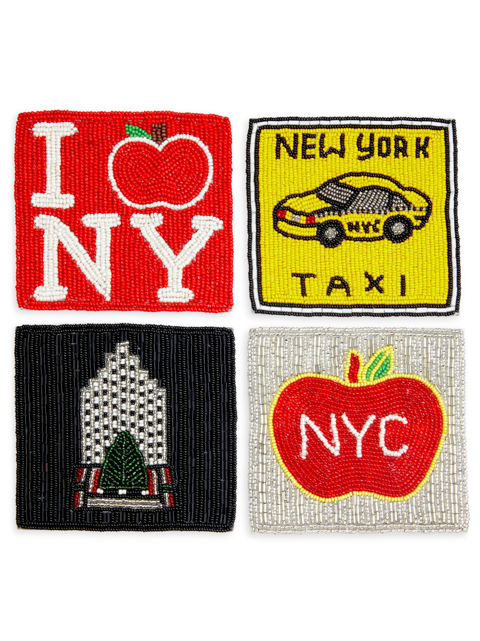 Sudha Pennathur Holiday 2022 Set of 4 NYC Coasters - Red