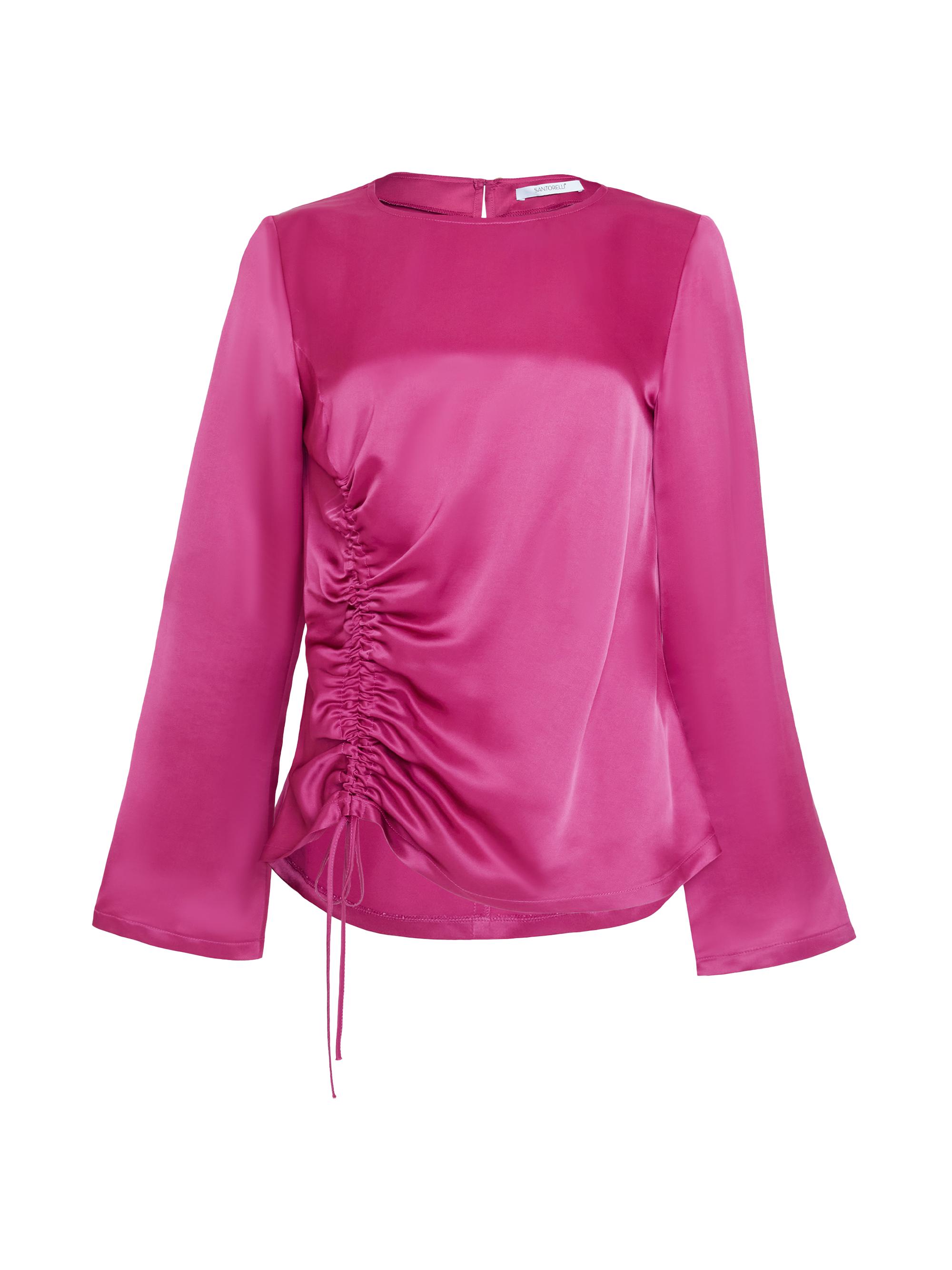 Santorelli Women's Fabi Satin Ruched Top - Fuchsia