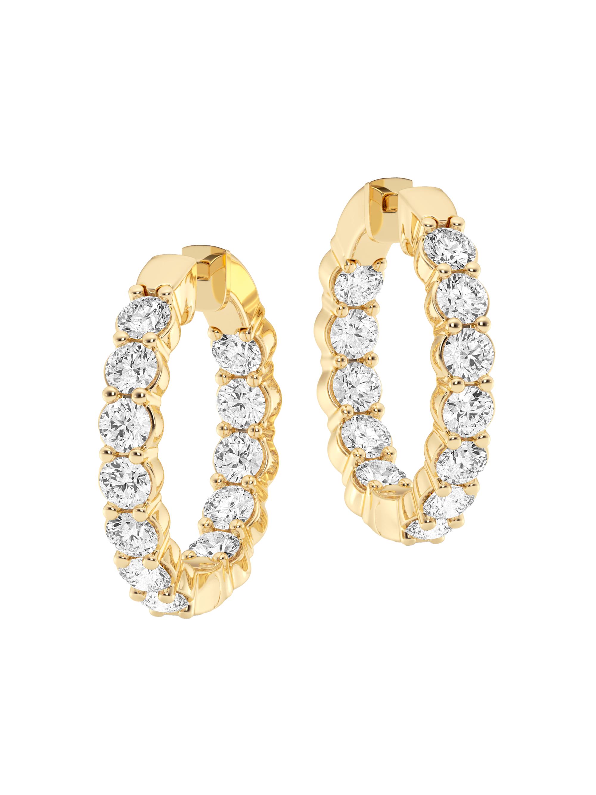 Saks Fifth Avenue Collection Women's 14K Yellow Gold & 6 TCW Lab-Grown Diamond Inside-Out Hoop Earrings - Gold