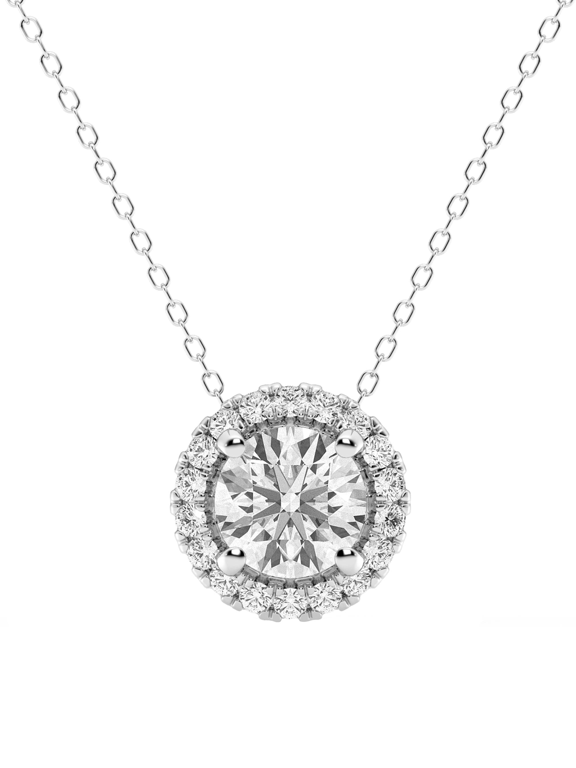 Saks Fifth Avenue Collection Women's 14K White Gold & 2.00 TCW Lab-Grown Diamond Halo Pendant Necklace - 2 Tcw
