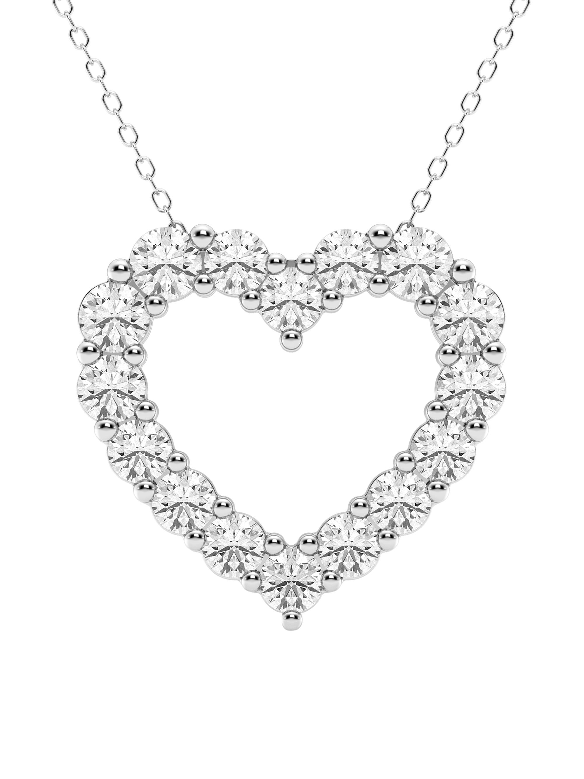 Saks Fifth Avenue Collection Women's 14K White Gold & 3 TCW Lab-Grown Diamond Open-Heart Pendant Necklace - White Gold