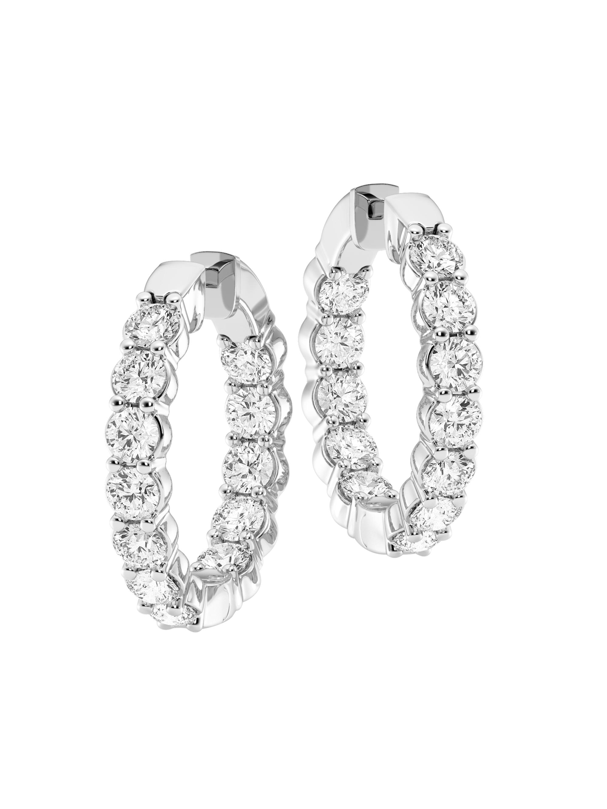 Saks Fifth Avenue Collection Women's 14K Gold & 6.00 TCW Lab-Grown Diamond Inside-Out Hoop Earrings - White Gold