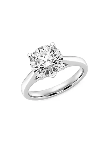 14K White Gold & 3 TCW Lab-Grown Diamond Solitaire Engagement Ring