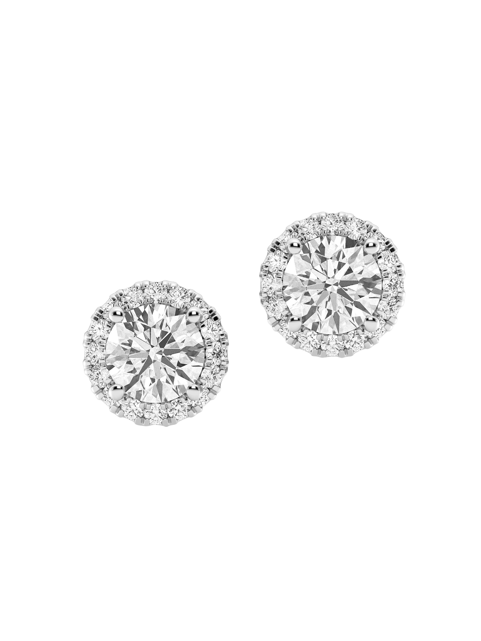 Saks Fifth Avenue Collection Women's 14K White Gold & 2.42 TCW Lab-Grown Diamond Halo Stud Earrings - White Gold