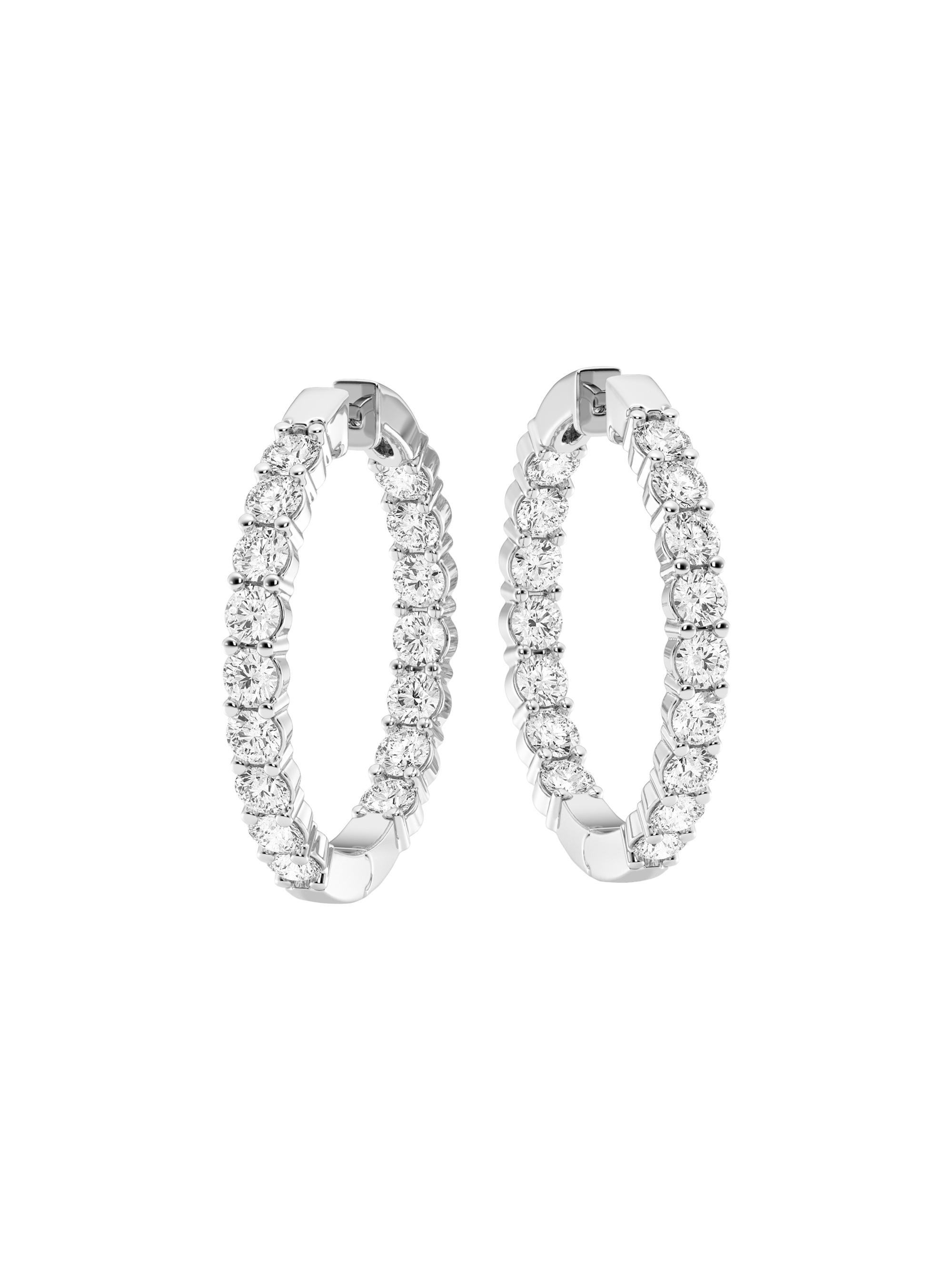 Saks Fifth Avenue Collection Women's 14K White Gold & 10 TCW Lab-Grown Diamond Inside-Out Hoop Earrings - White Gold