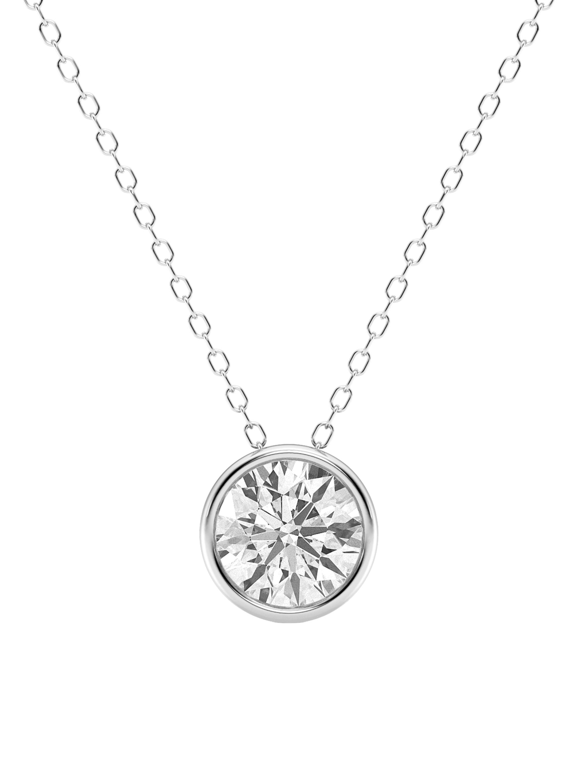 Saks Fifth Avenue Collection Women's 14K White Gold & 1.50 TCW Round Lab-Grown Diamond Pendant Necklace - White Gold
