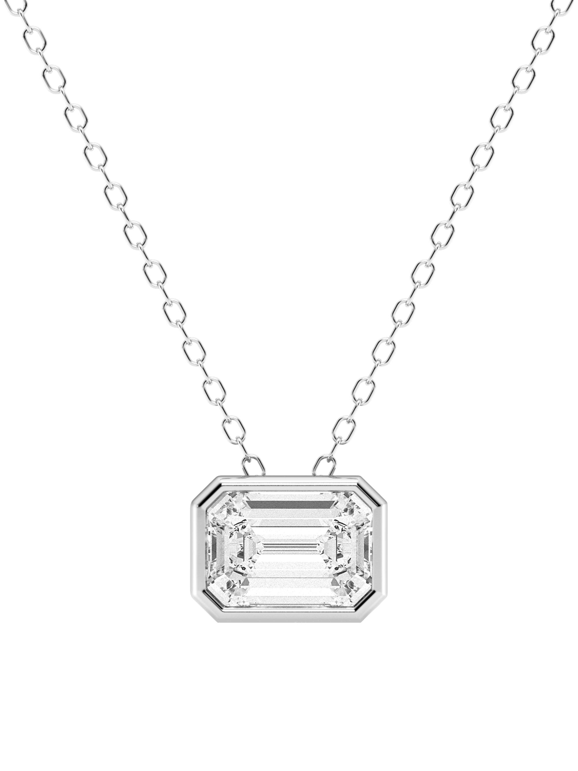 Saks Fifth Avenue Collection Women's 14K White Gold & 1.50 TCW Emerald-Cut Lab-Grown Diamond Pendant Necklace - White Gold