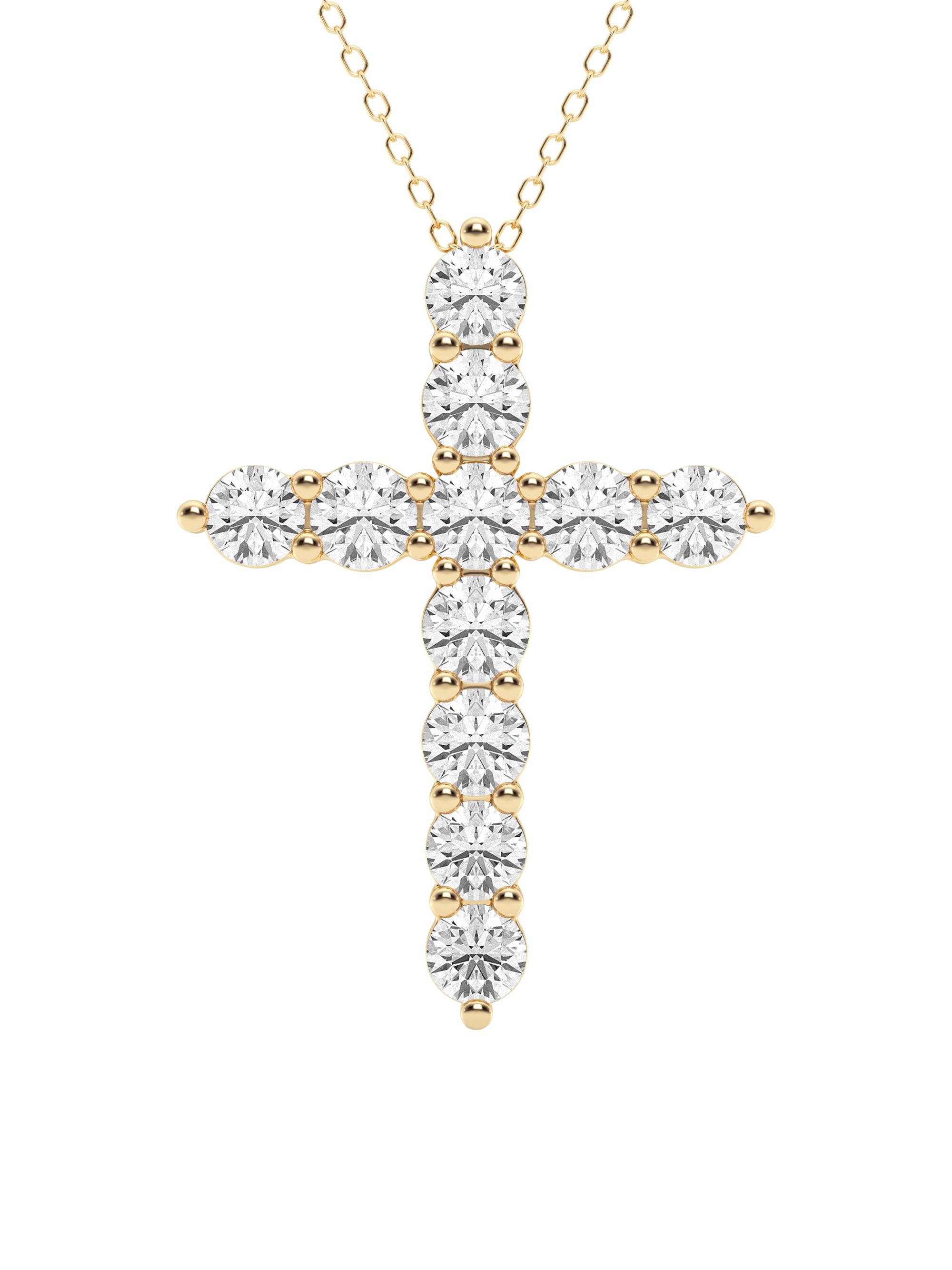 Saks Fifth Avenue Collection Women's 14K Yellow Gold & 3.00 TCW Lab-Grown Diamond Cross Pendant Necklace - Yellow Gold