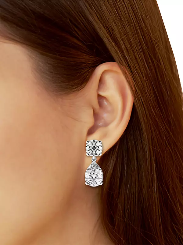 14K White Gold & 6 TCW Lab-Grown Diamond Drop Earrings