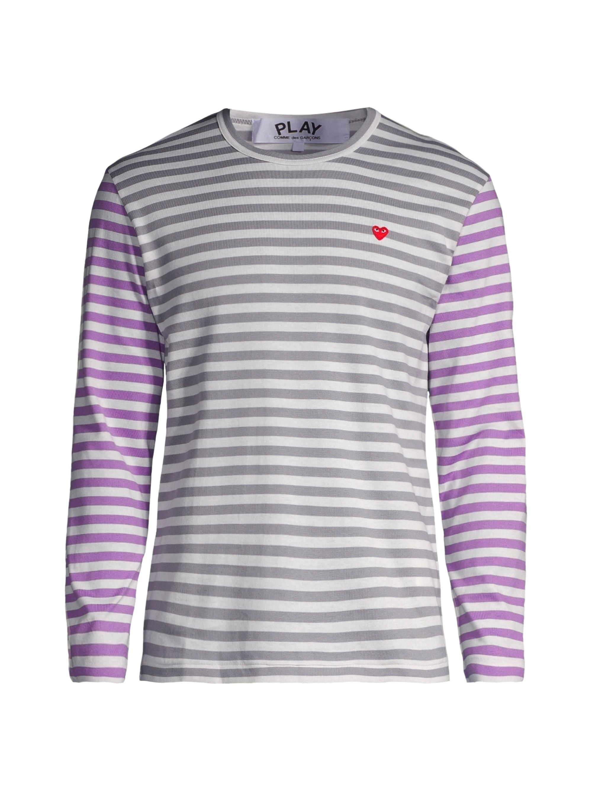 Comme des Garçons PLAY Men's Multicolor Striped Long-Sleeve Shirt - Grey Purple | Thumbnail 7