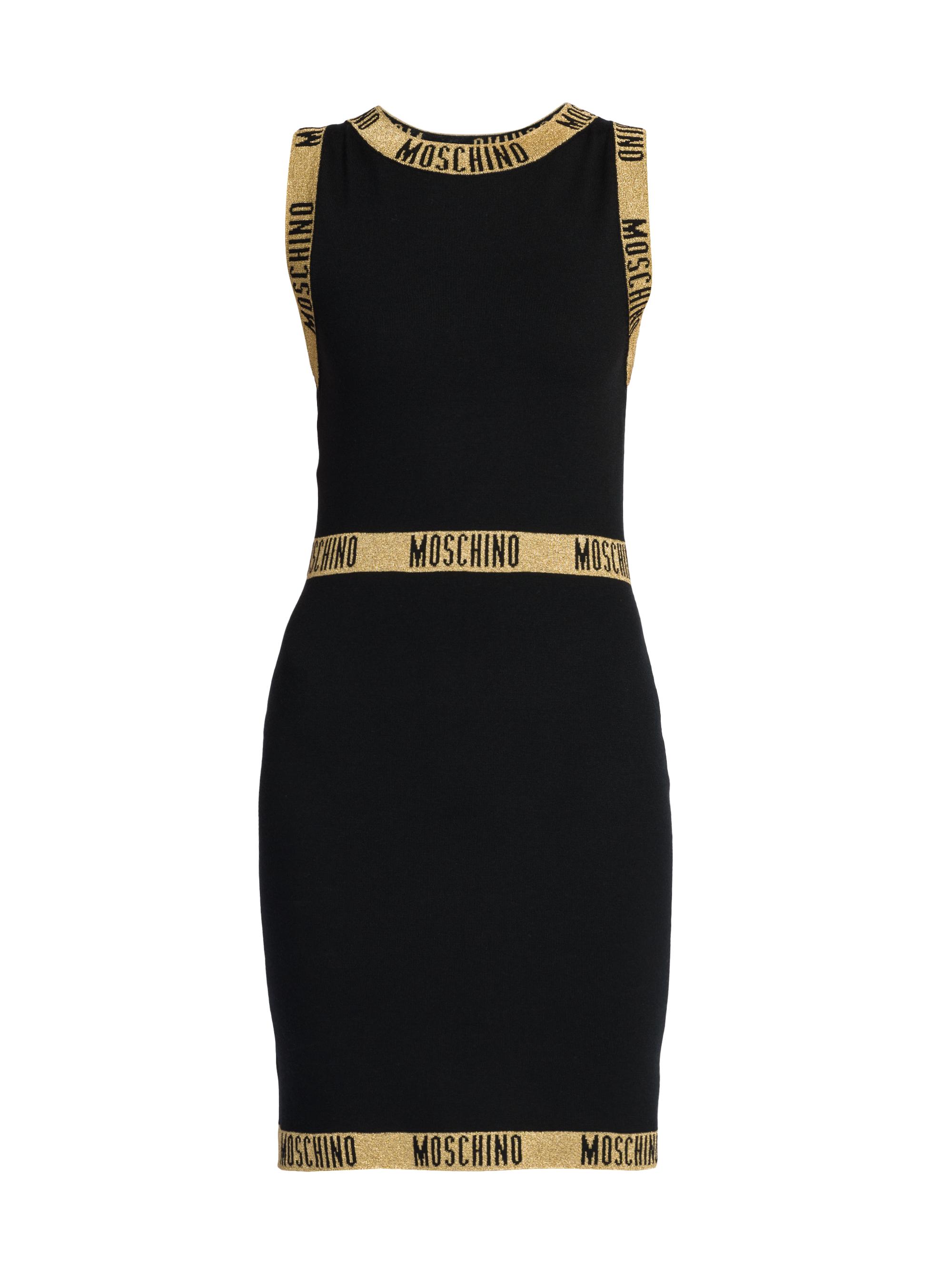 Moschino Women's Shimmering Tape-Logo Minidress - Fantasy Print Black