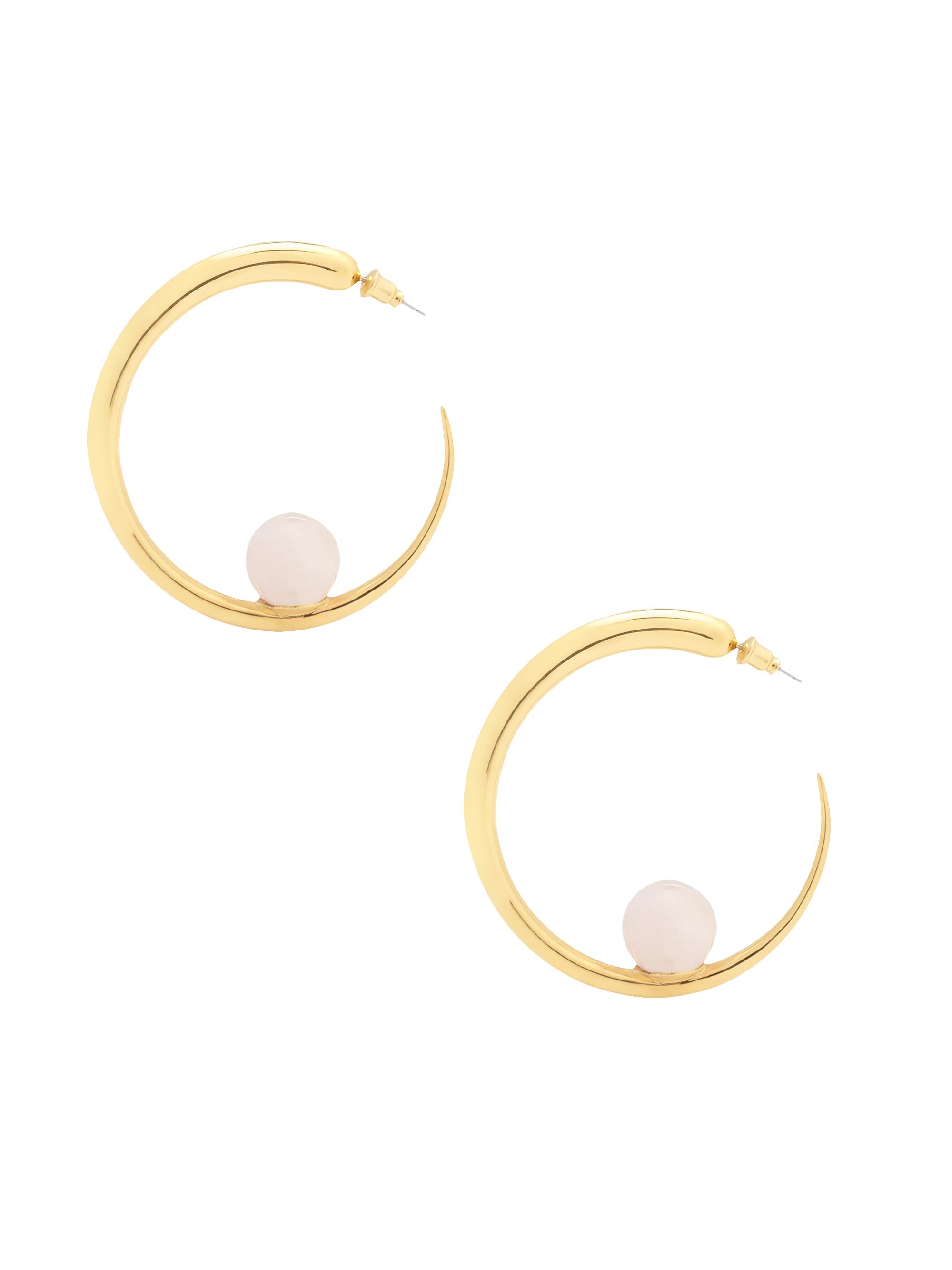 Khiry Women's Isha 18K Gold Vermeil & Rose Quartz Hoop Earrings - Polished Gold