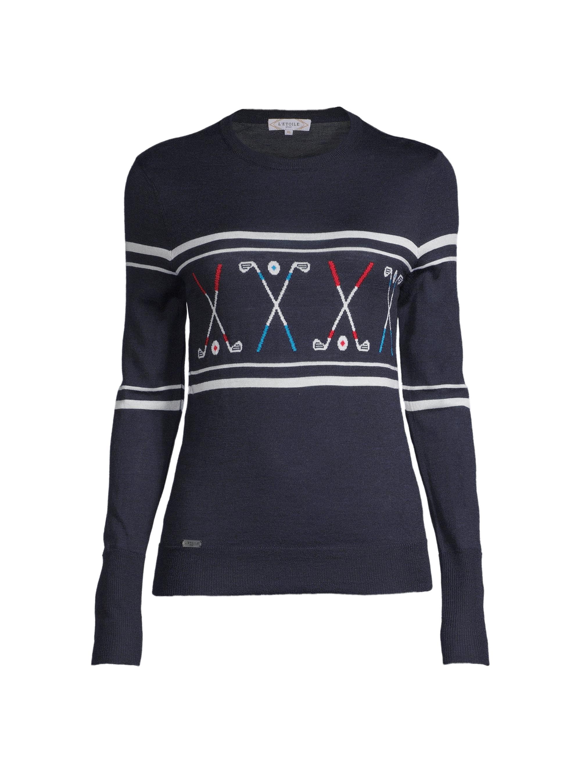 L'Etoile Sport Women's Club Golf Sweater - Navy With White Stripes