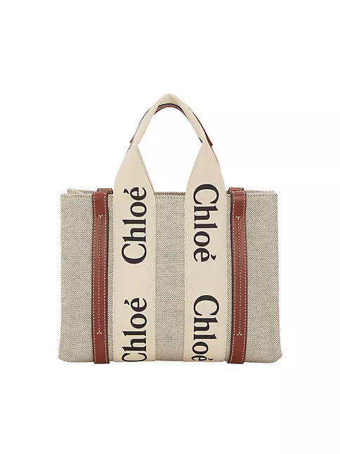 Chloé Shopper 'Woody Large Tote Bag' in White/Blue