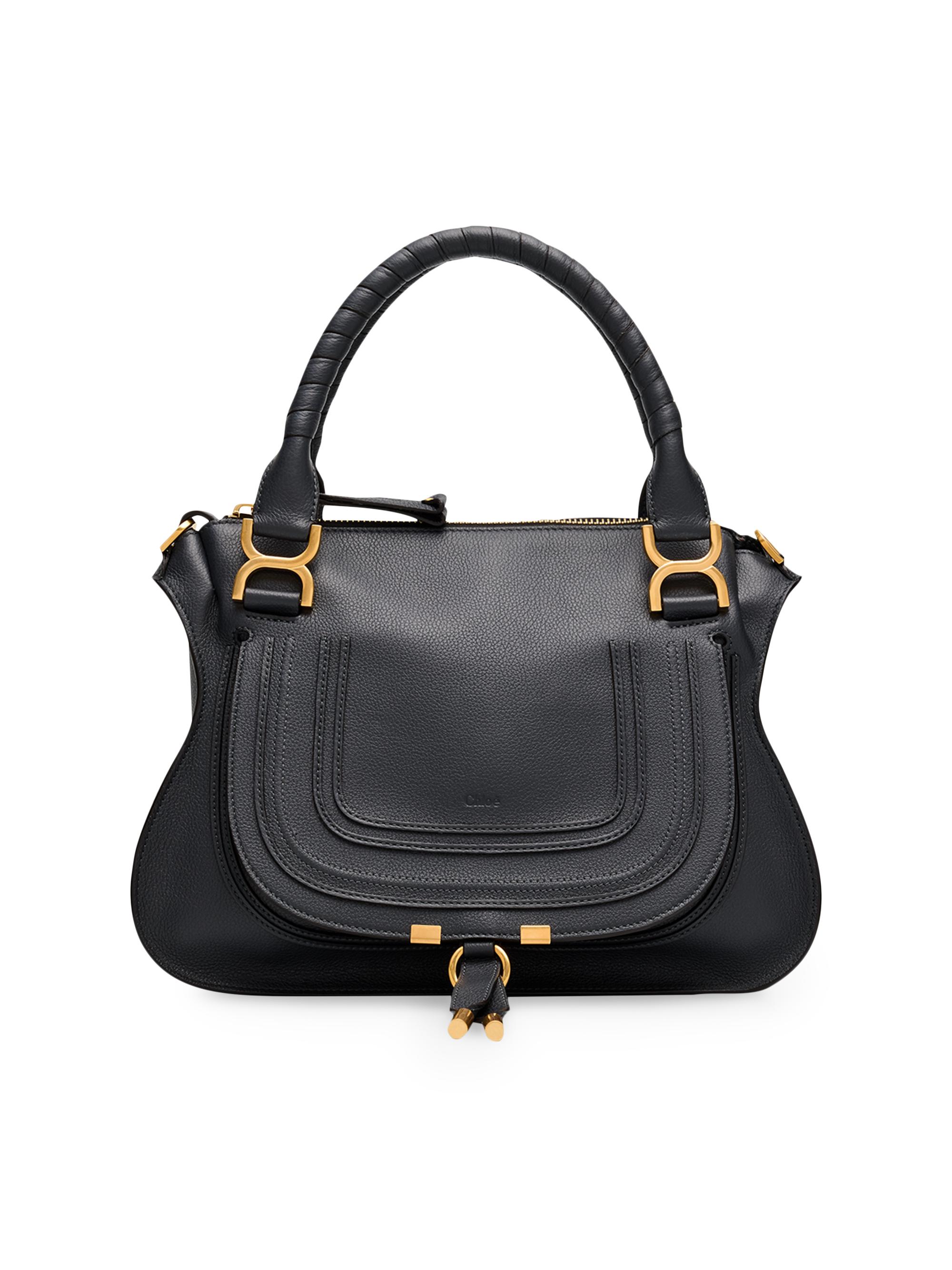 Chloé Women's  Marcie Leather Satchel - Black Navy
