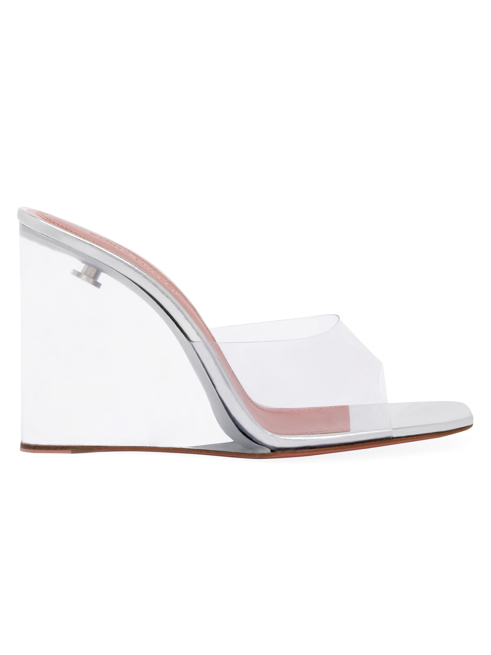 Amina Muaddi Women's Lupita Glass Wedge Sandals - Transparent