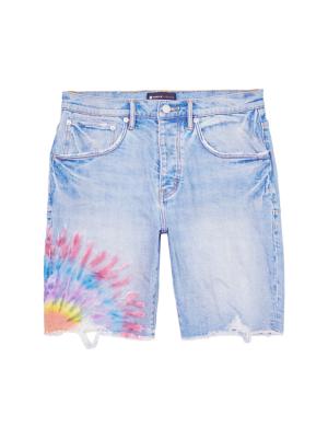 Purple Brand logo-patch denim shorts - Blue