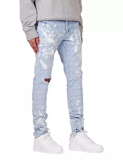 Purple Brand Jeans Mens Jacquard Monogram Slim Fit White $320 Size