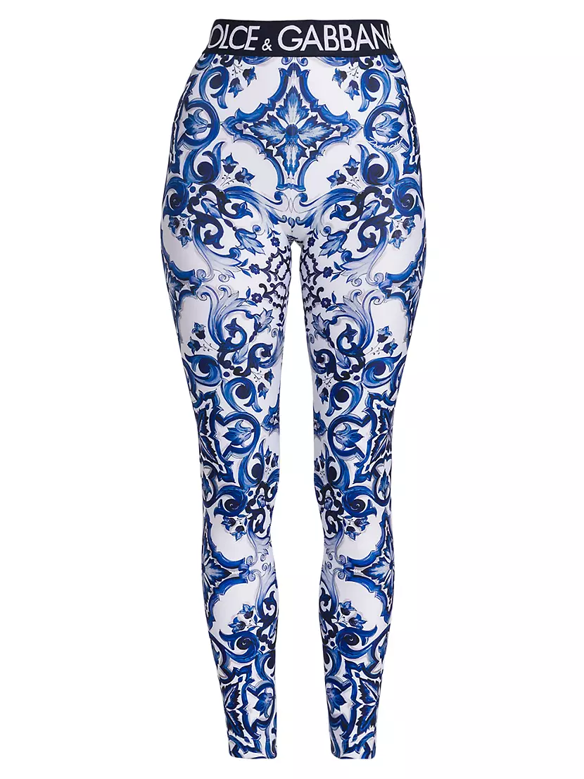 Blu Mediterraneo Leggings Shop Logo Painterly Dolce&Gabbana Fifth Saks Avenue |