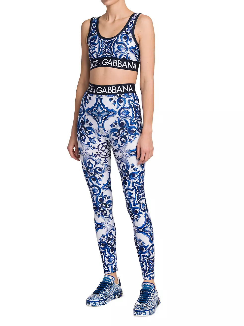 | Blu Dolce&Gabbana Avenue Shop Mediterraneo Logo Saks Leggings Painterly Fifth