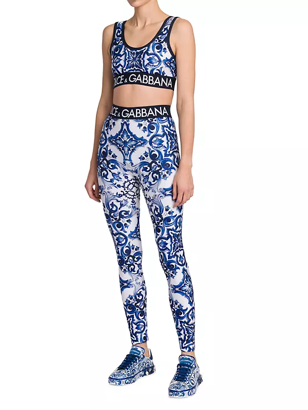 Shop Dolce&Gabbana Blu Mediterraneo Painterly Logo Leggings | Saks Fifth  Avenue
