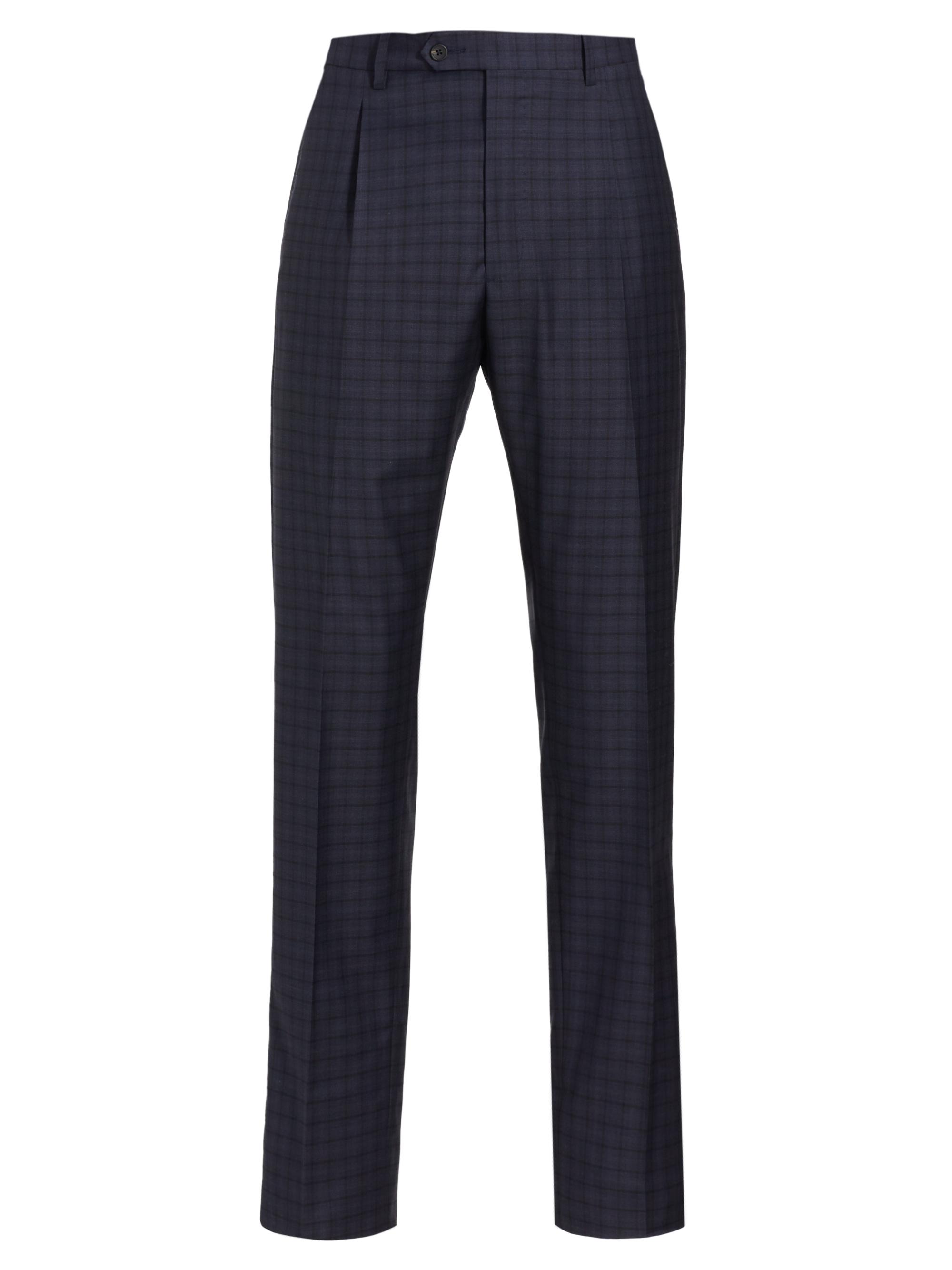 Saks Fifth Avenue Men's COLLECTION Mini Plaid Wool Dress Pants - Navy Blazer