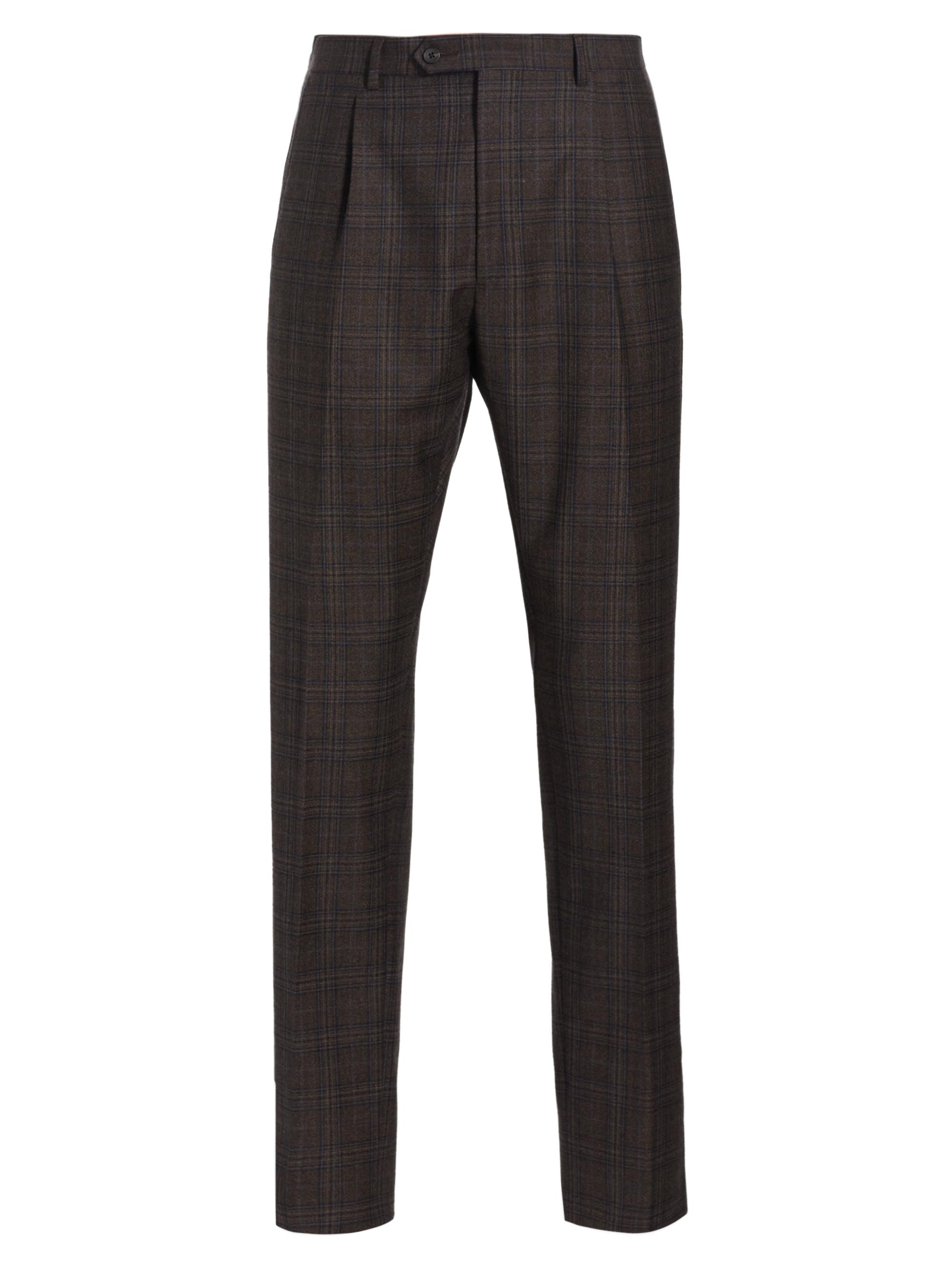 Saks Fifth Avenue Men's COLLECTION Plaid Wool Dress Pants - Java