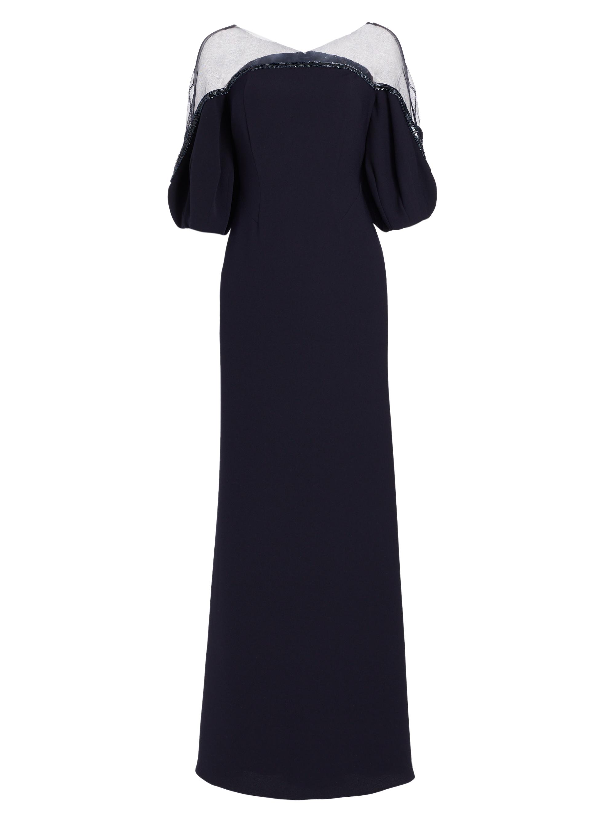 Rene Ruiz Collection Women's Crepe Illusion Gown - Navy