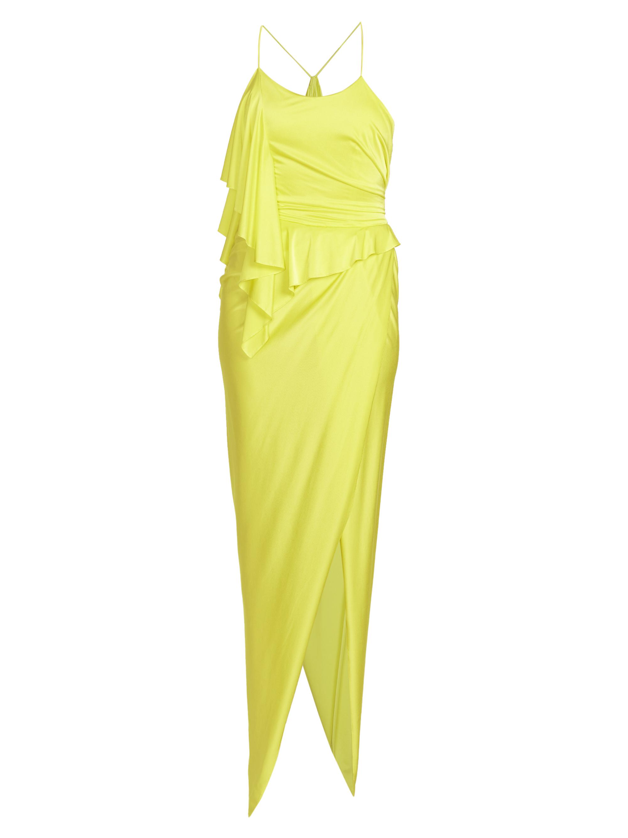 Alexandre Vauthier Women's Spaghetti-Strap Draped Maxi Dress - Lemon Tonic