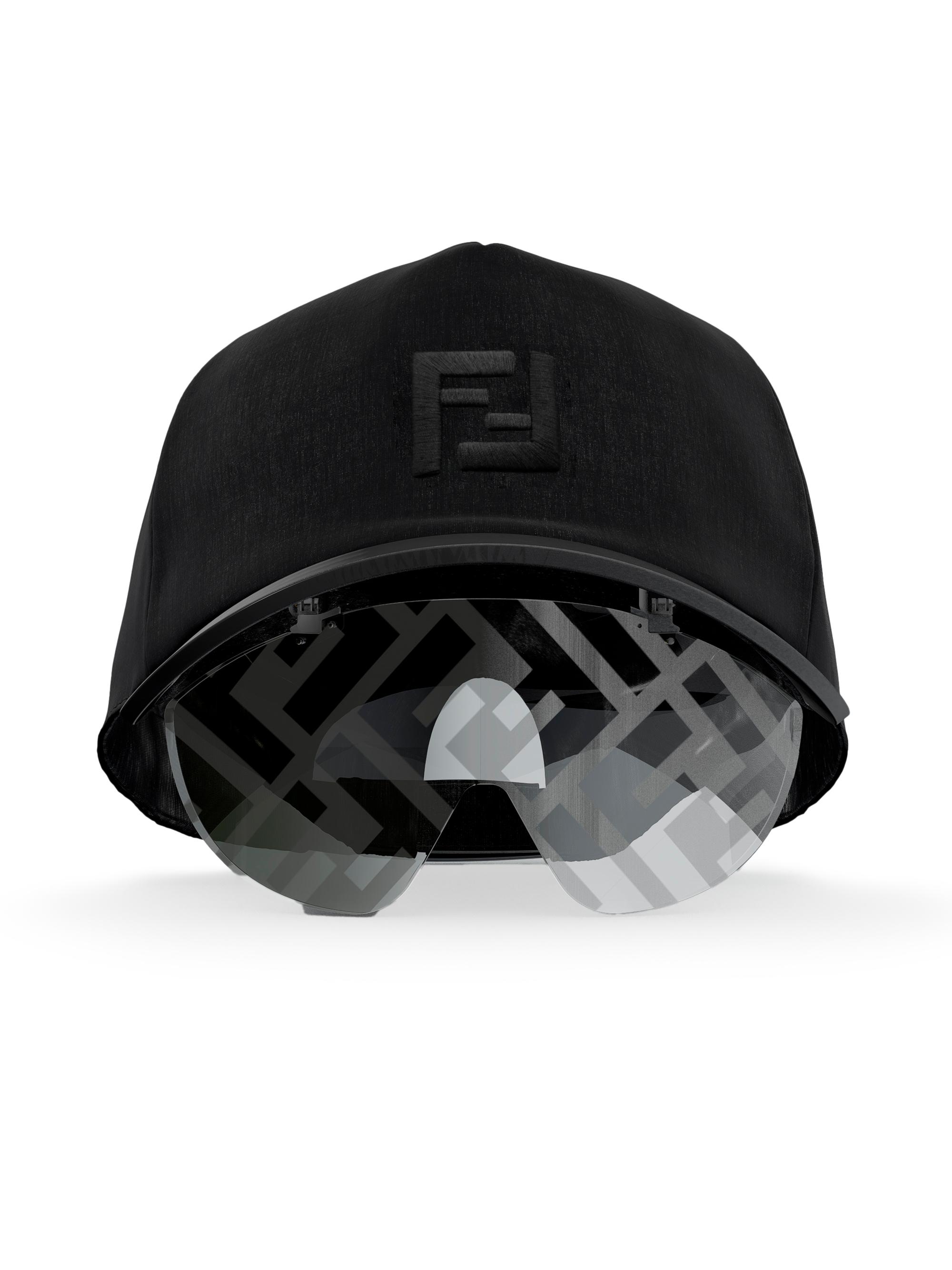 Fendi Men's FF Logo Print Eyecap - Black Other Smoke Mirror