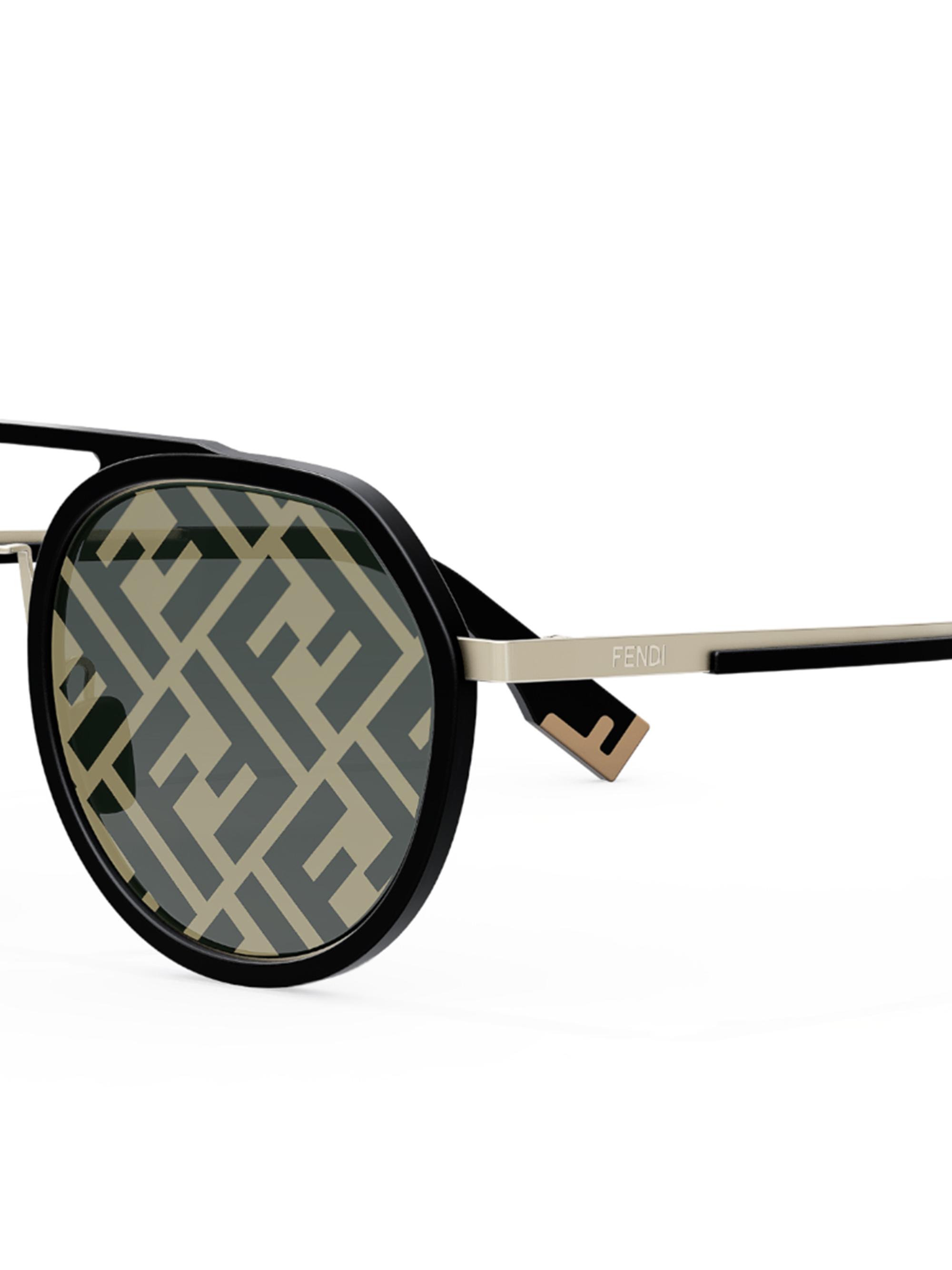 Fendi FF Logo Print 51MM Round Sunglasses | Saks Fifth Avenue