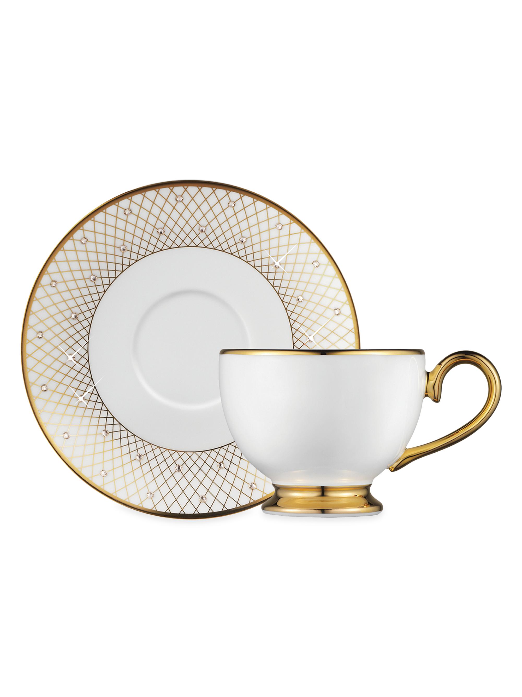 Prouna Princess Gold Espresso Cup & Saucer - Gold White