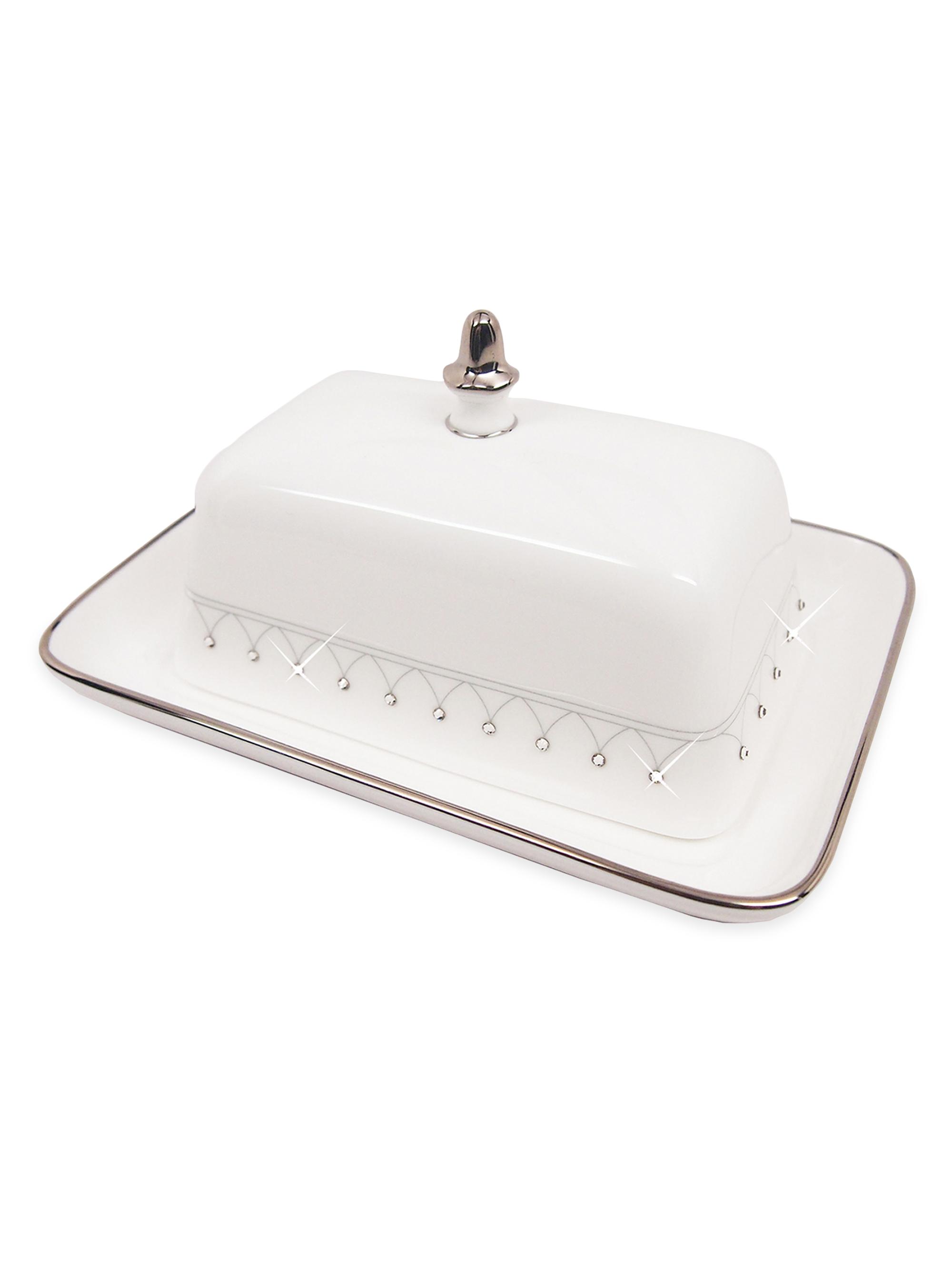 Prouna Princess Platinum Butter Dish - Silver White