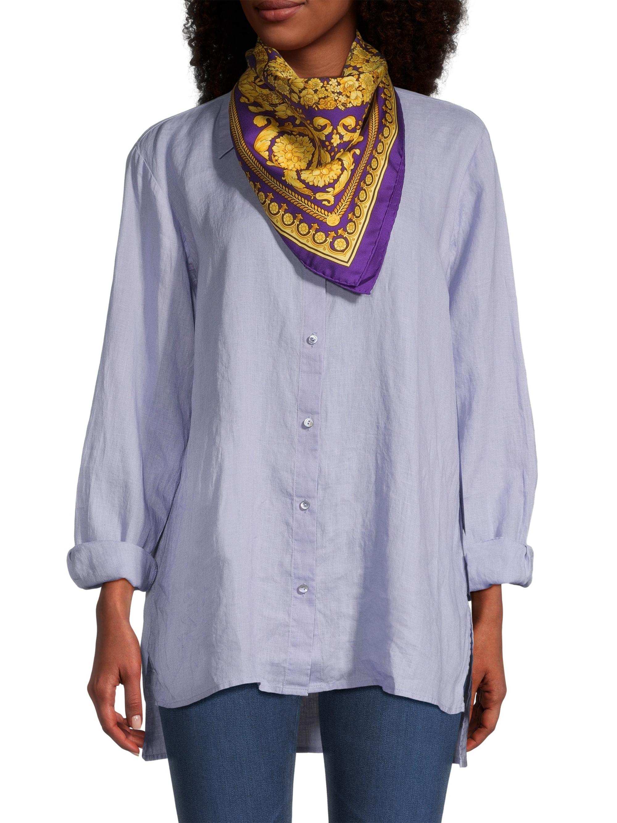 Versace Women's Barocco Print Silk Foulard - Bright Gold