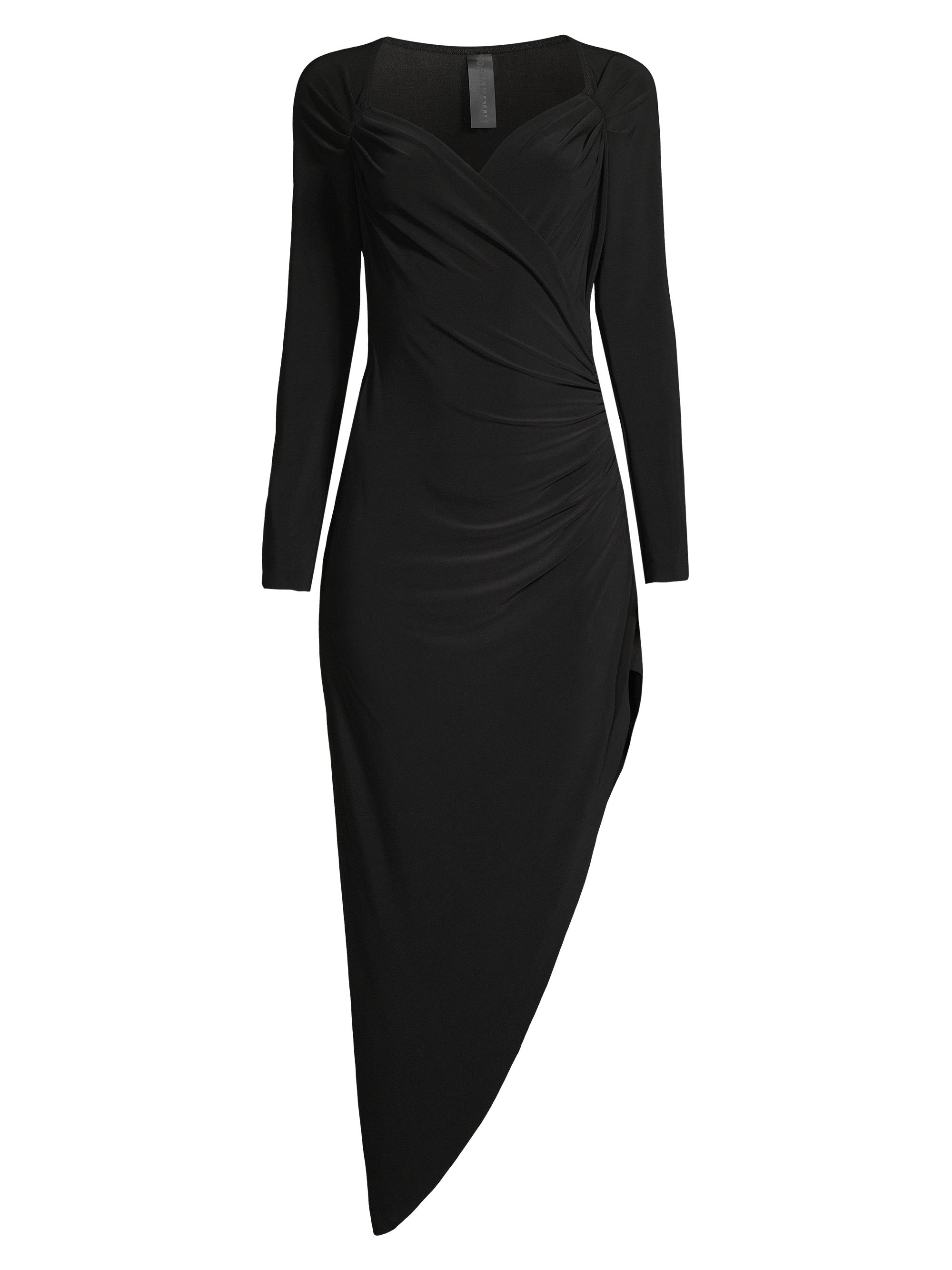 Norma Kamali Women's Asymmetric Draped Gathered Dress - Black