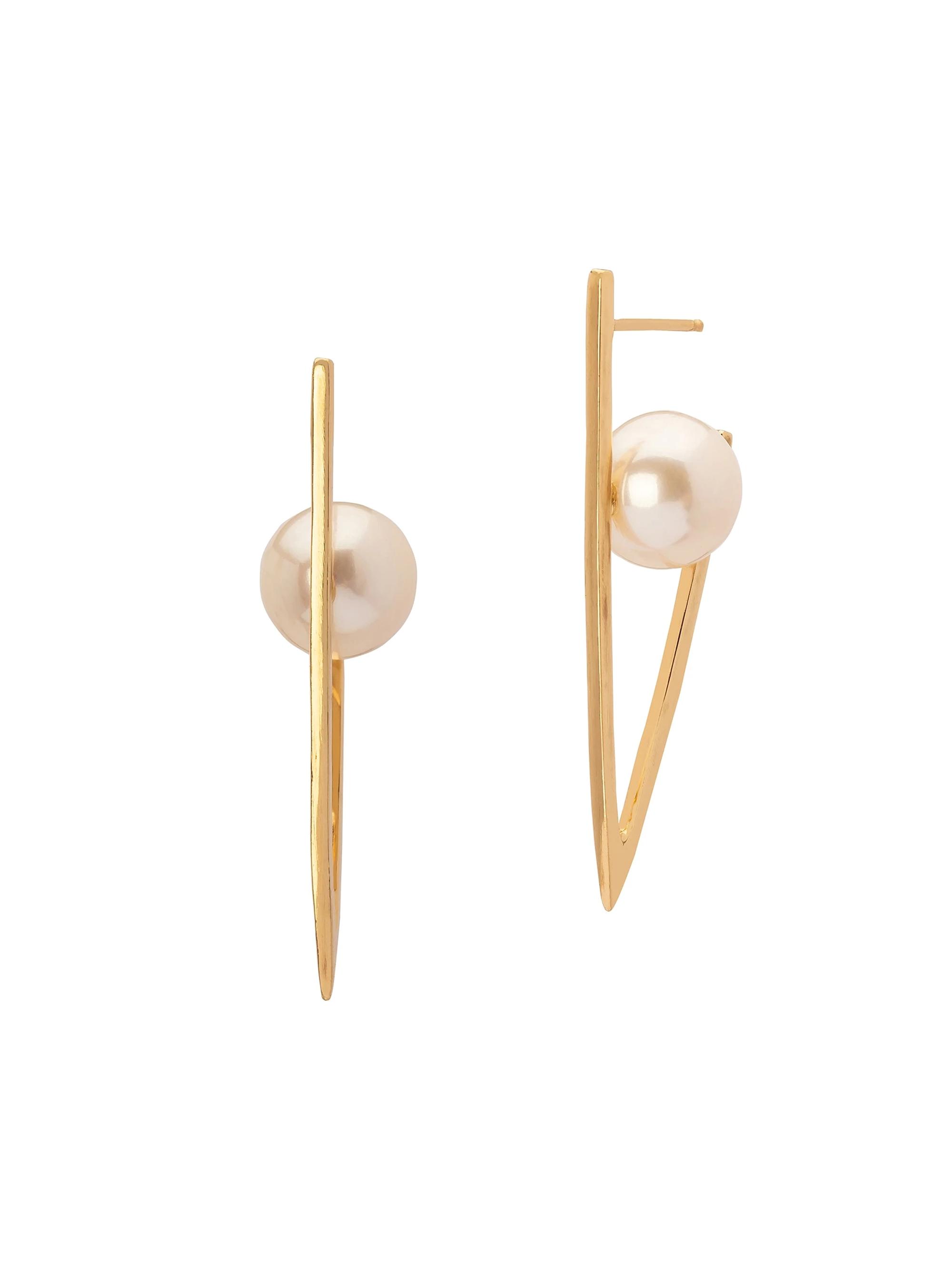 Katey Walker Women's Spark 18K Yellow Gold & Freshwater Pearl Triangle Hoop Earrings