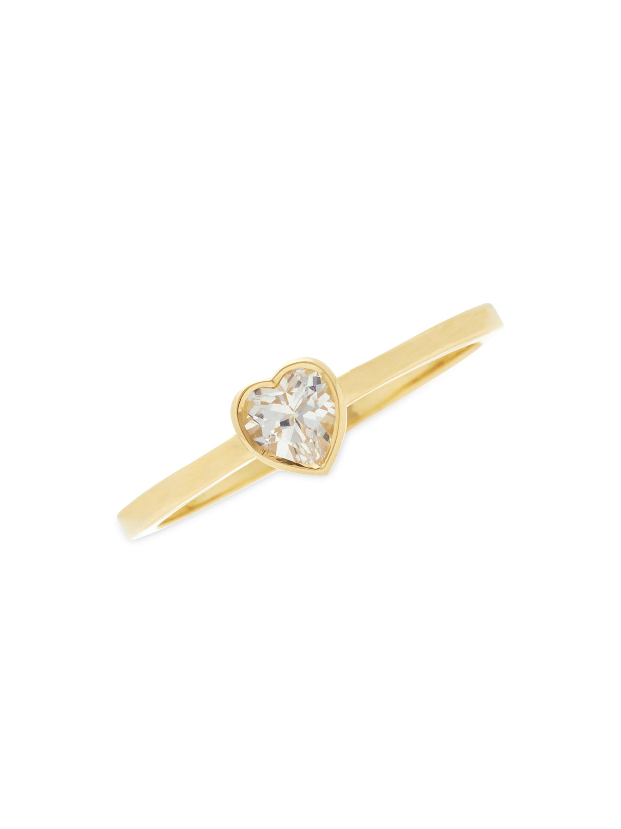 Katey Walker Women's Heart Tinsy 18K Yellow Gold & White Topaz Ring