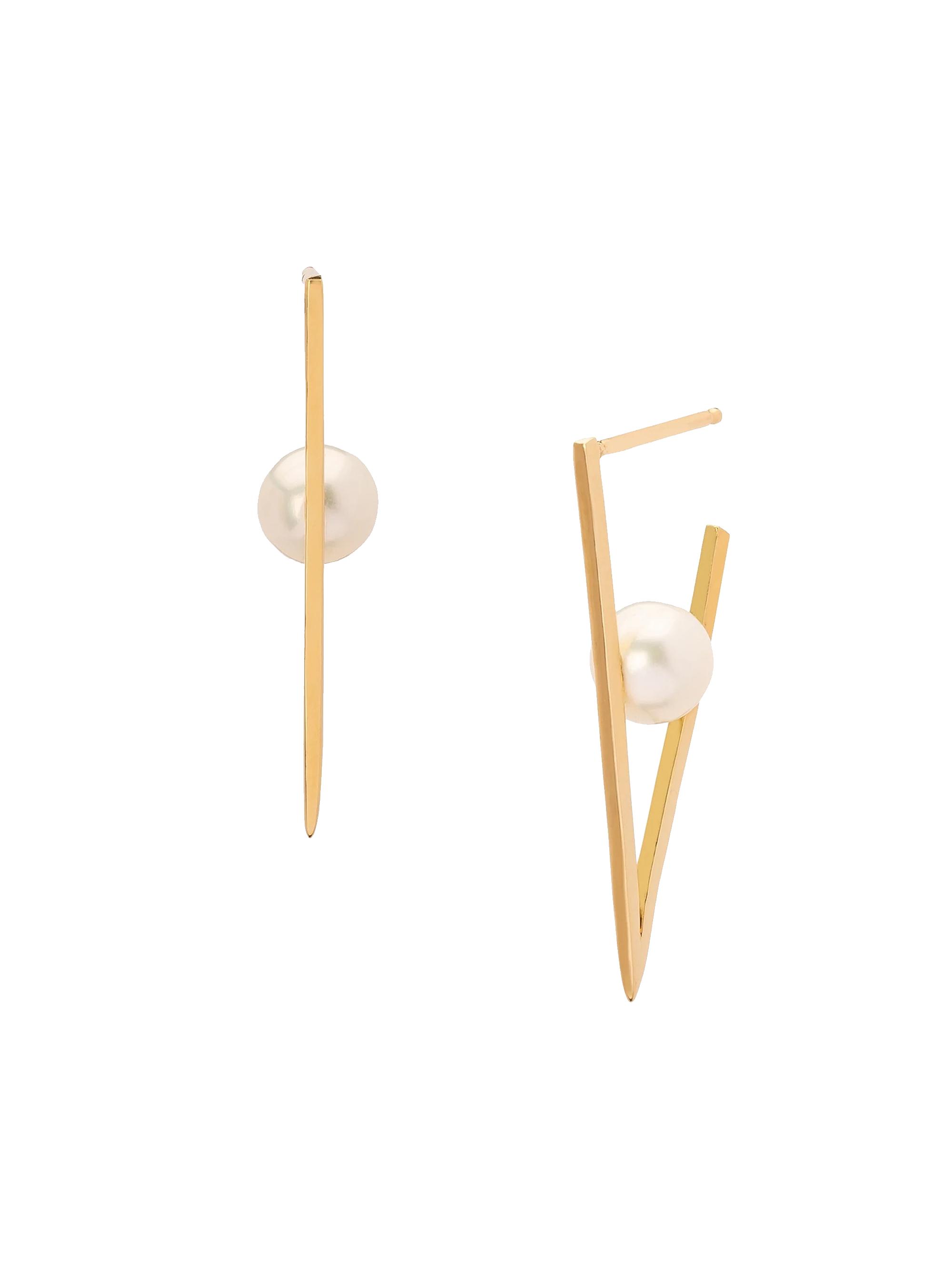 Katey Walker Women's Spark 18K Yellow Gold & Pearl Triangle Hoop Earrings