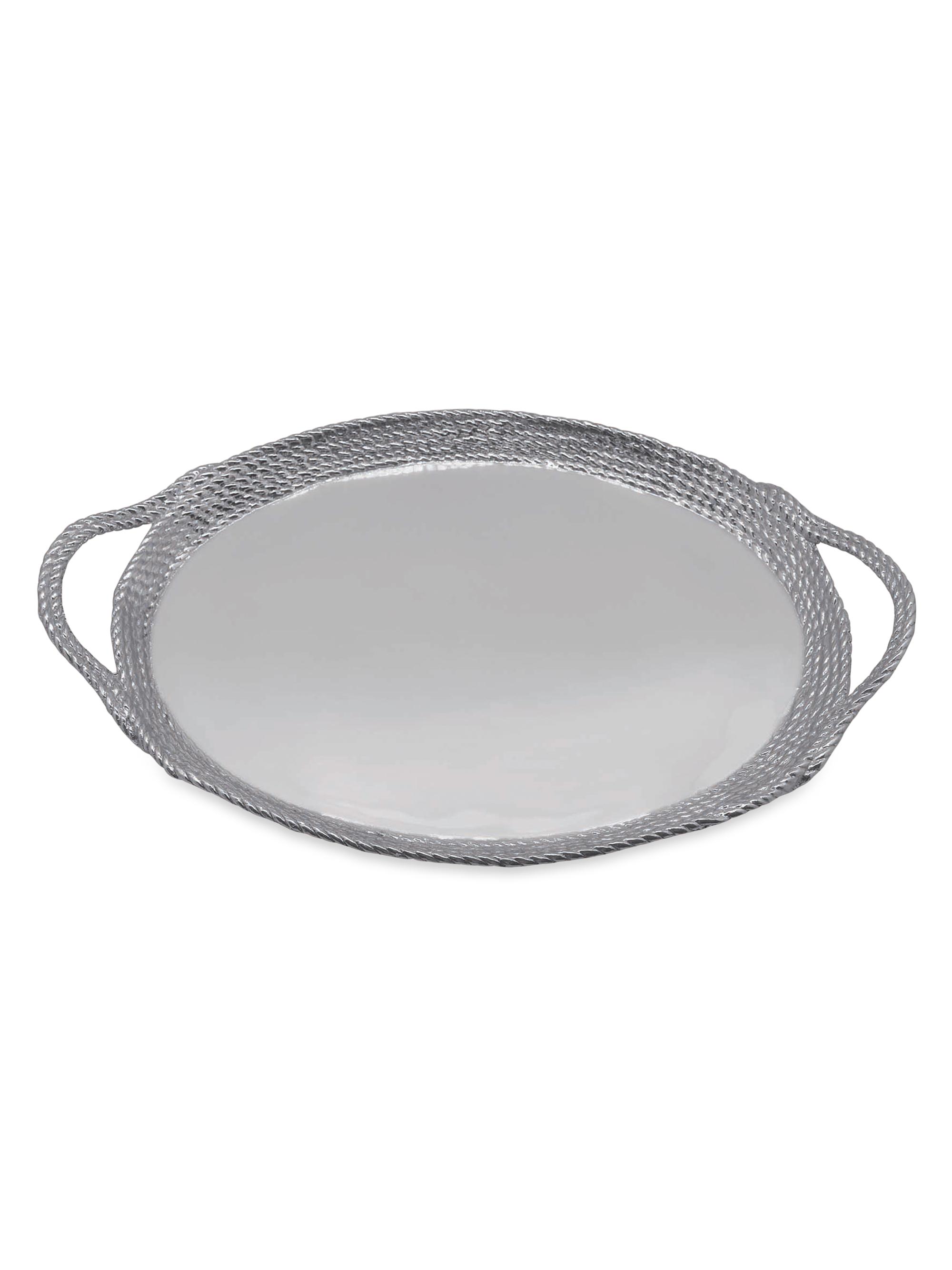 Mariposa High Seas Rope Oval Cocktail Tray - Silver
