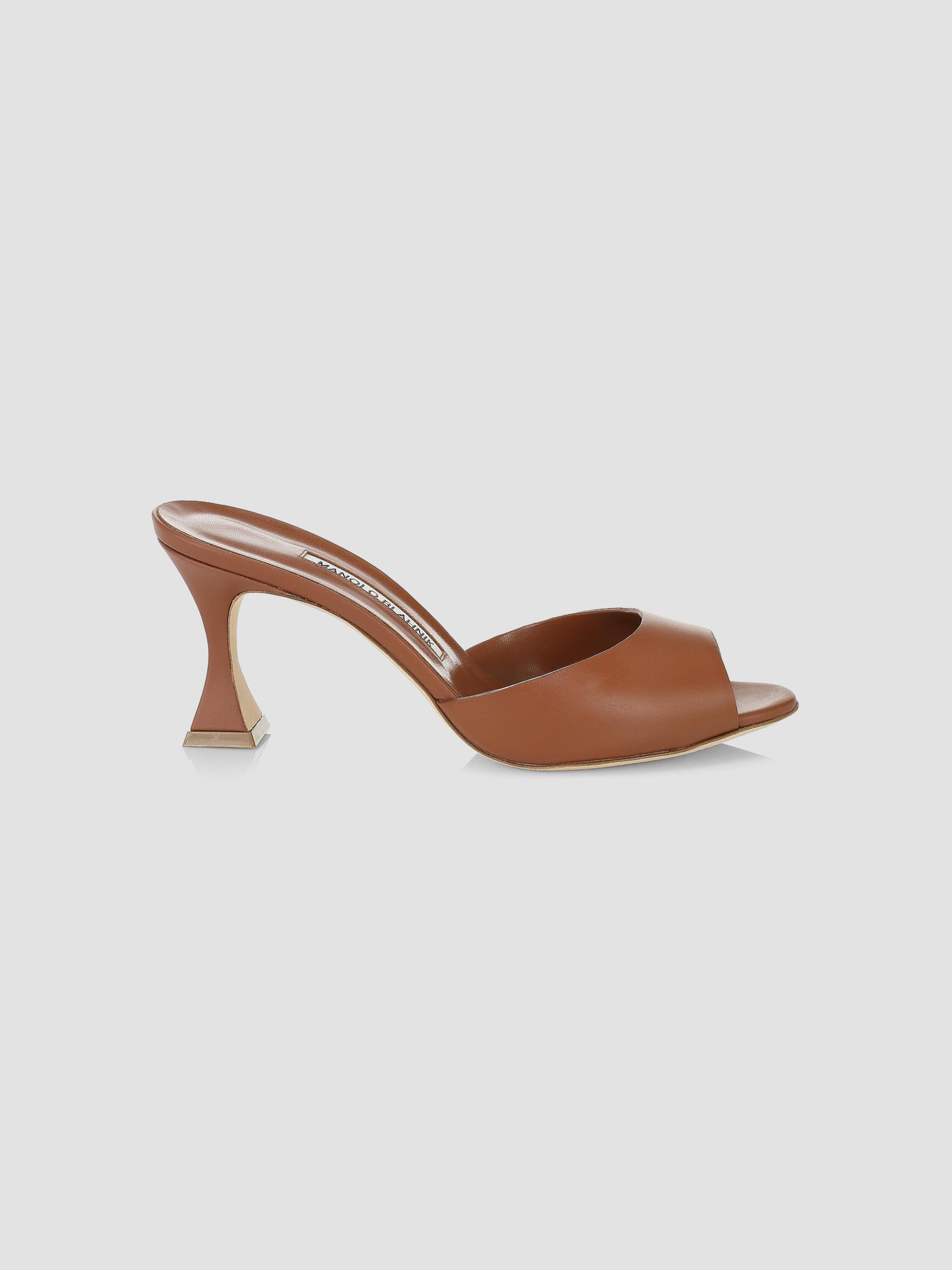 Manolo Blahnik Women's Jadarona 70MM Leather Mules - Brown | Thumbnail 7