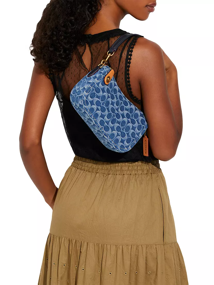 COACH Swinger Logo-print Denim Shoulder Bag in Blue