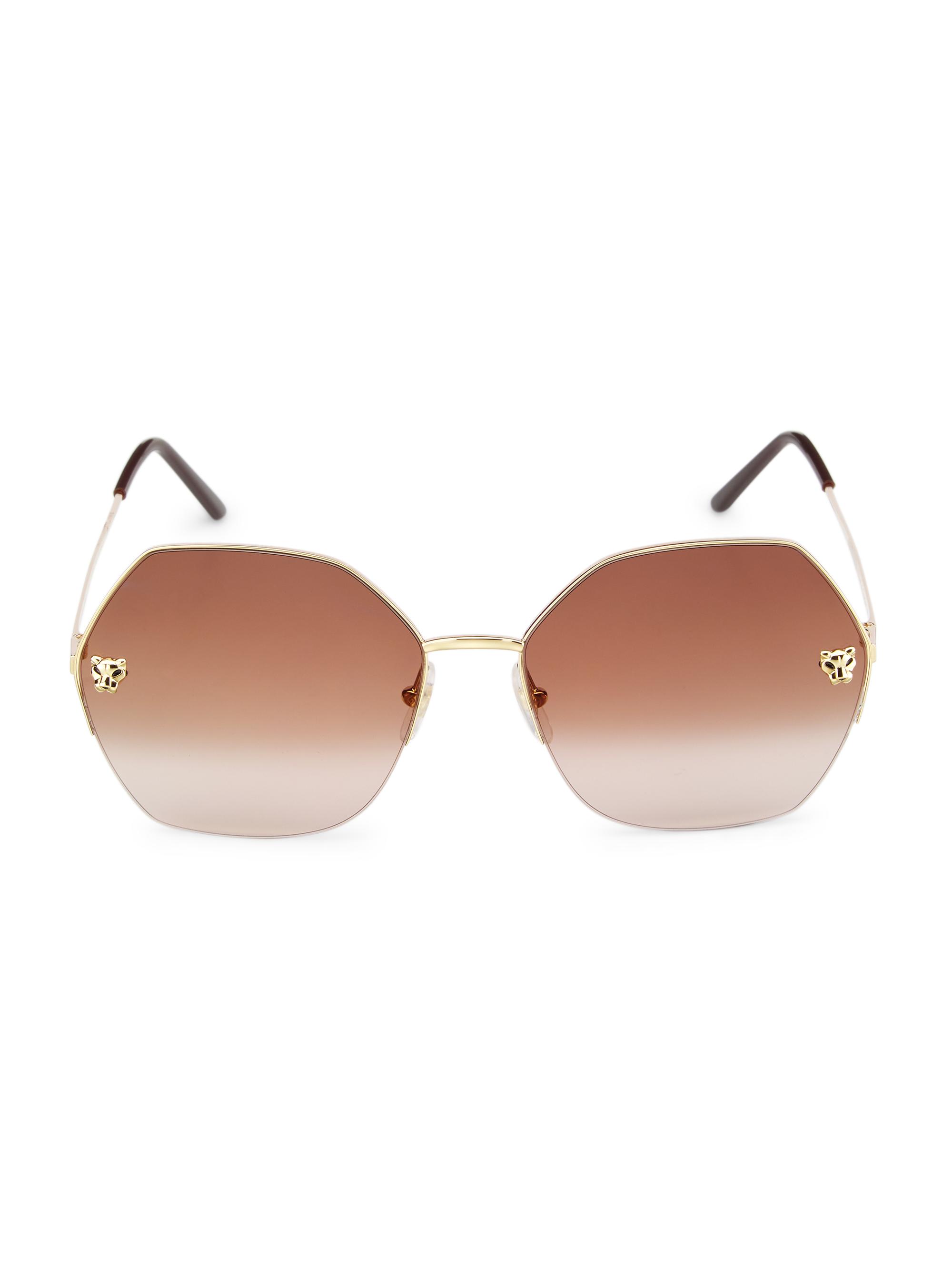 Cartier Women's Geometric 62MM Sunglasses - Gold