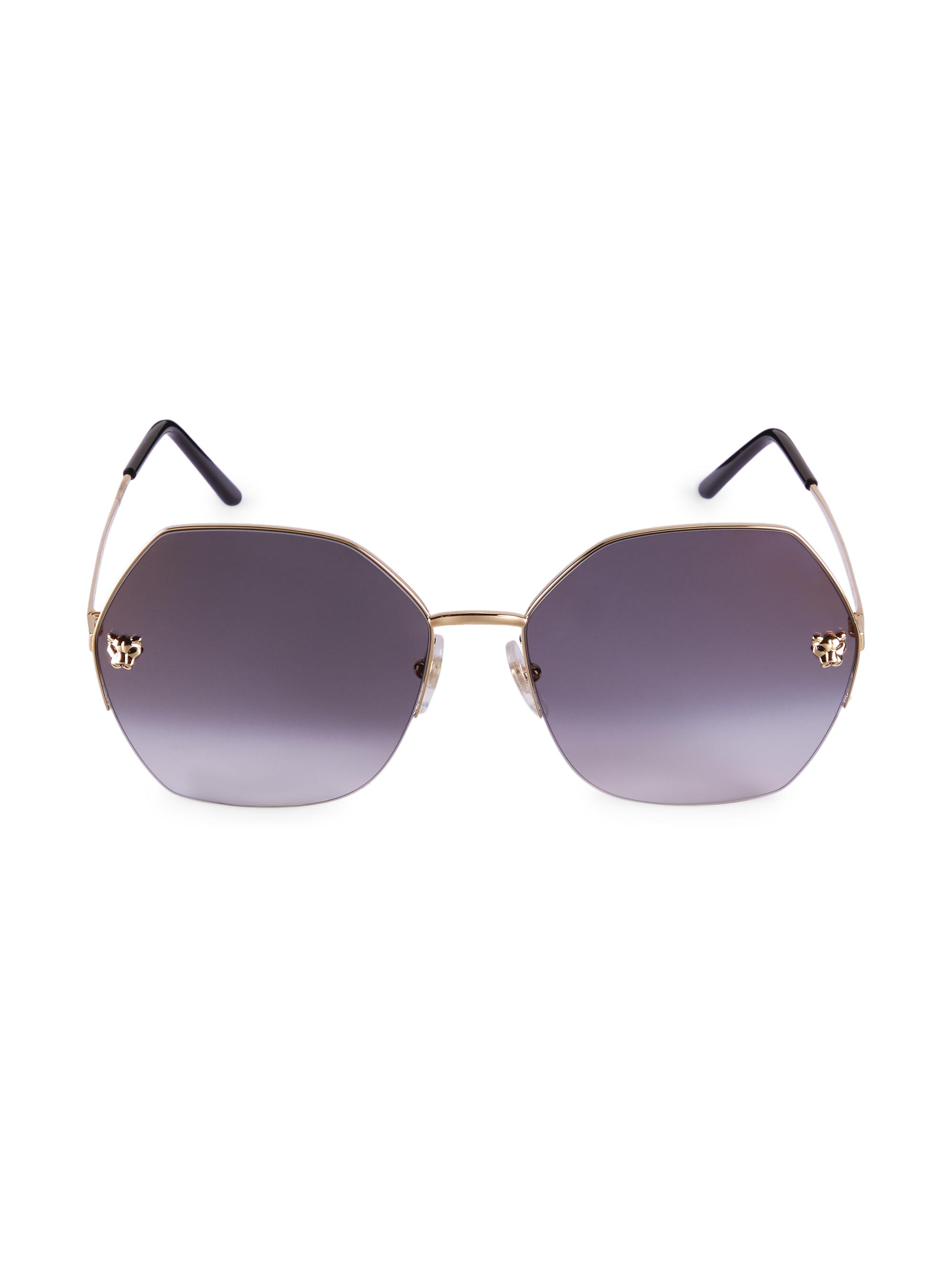 Cartier Women's 62MM Geometric Sunglasses - Gold