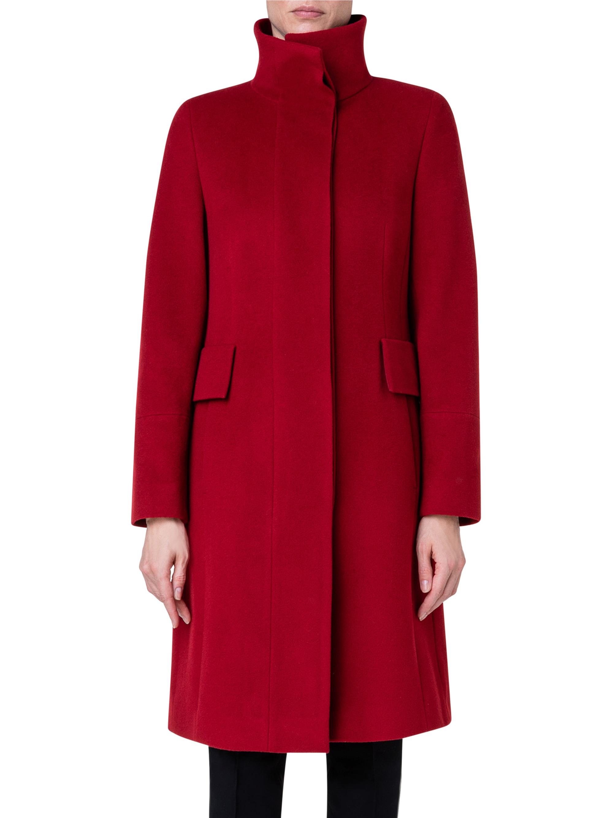 Akris punto Women's Long Wool-Blend Coat - Red
