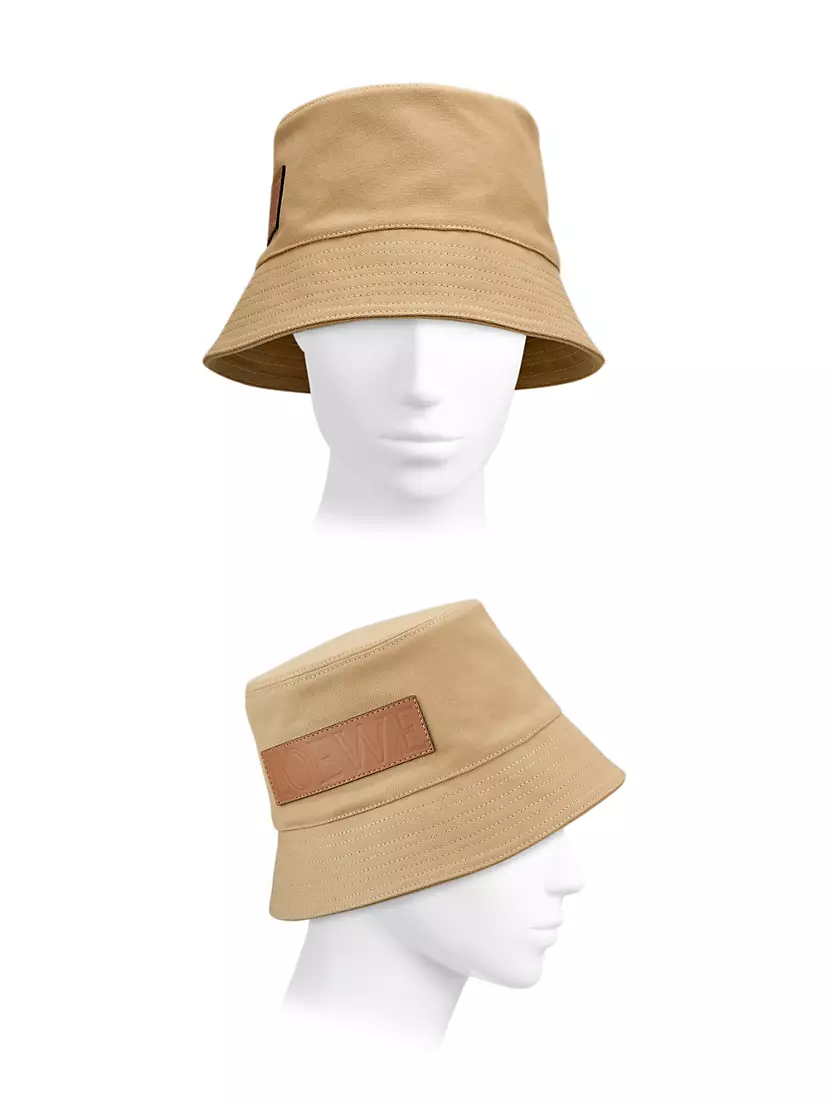 Loewe Frayed Edge Canvas Bucket Hat in Brown 3100