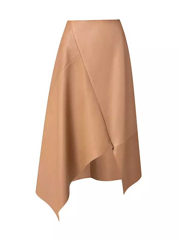 Valentino Boutique Camel Embossed leather skirt-4 For Sale at